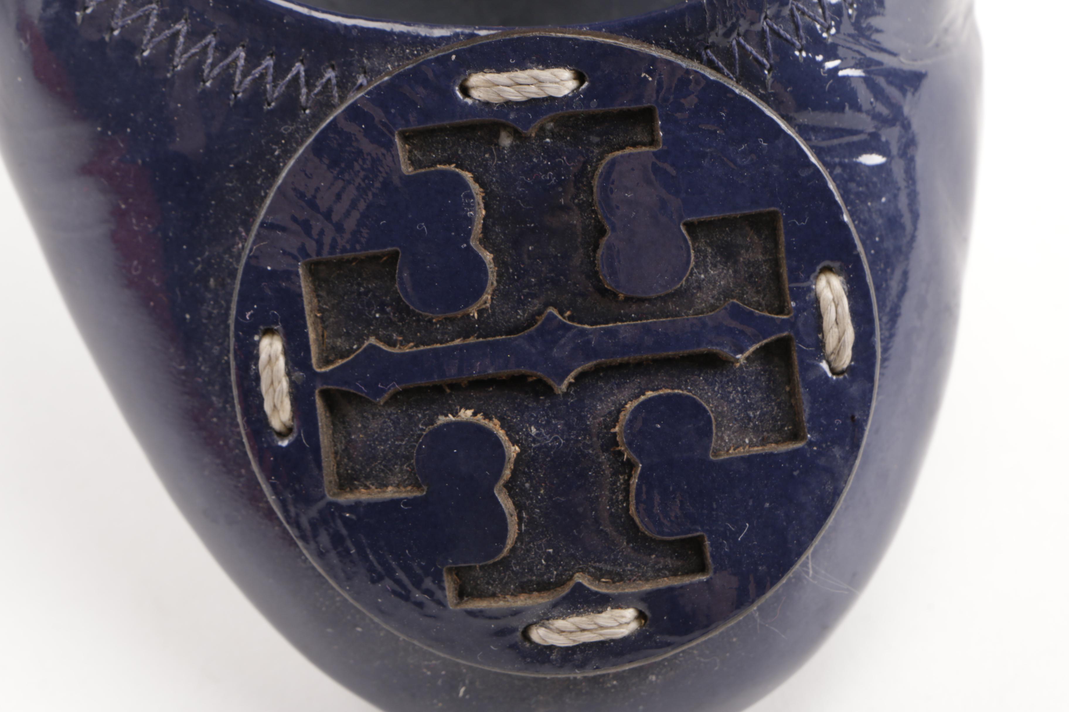 Tory Burch Navy Blue Leather Flats