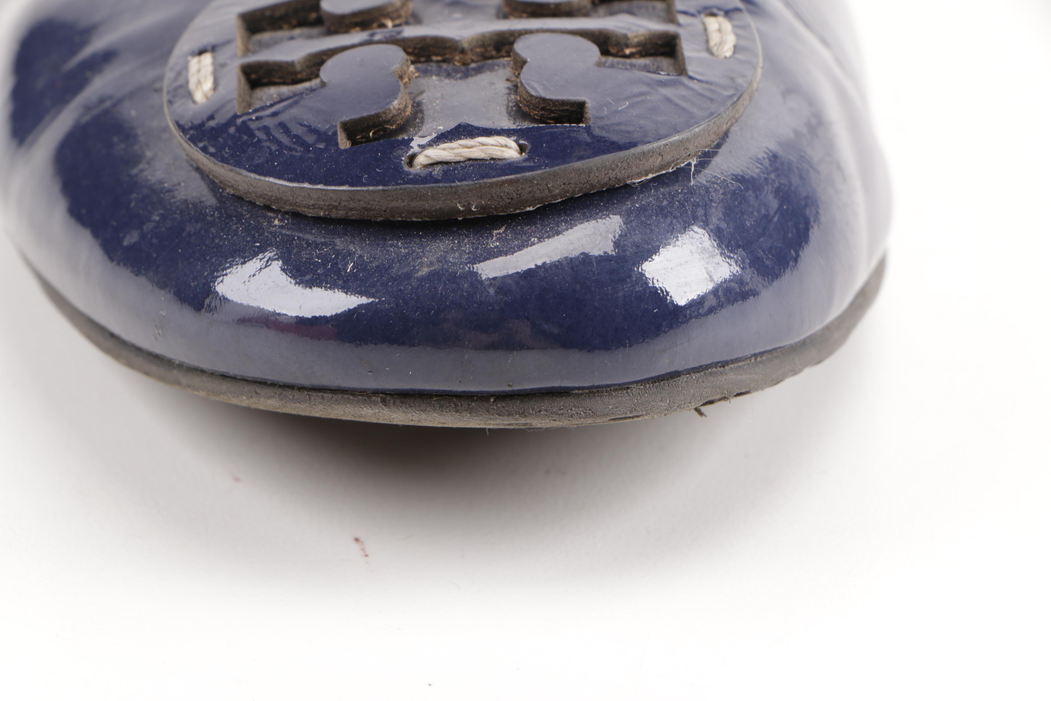 Tory Burch Navy Blue Leather Flats