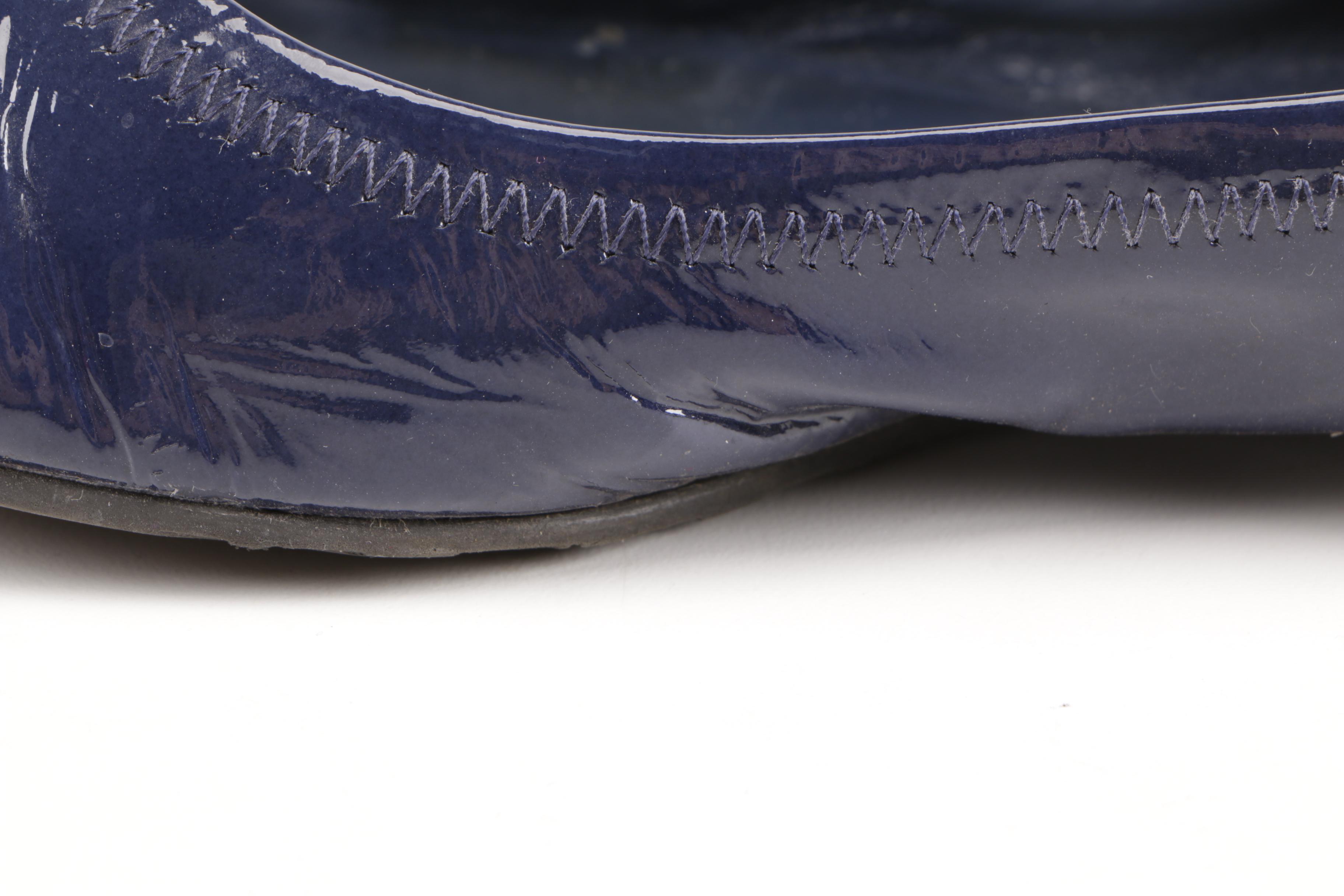 Tory Burch Navy Blue Leather Flats