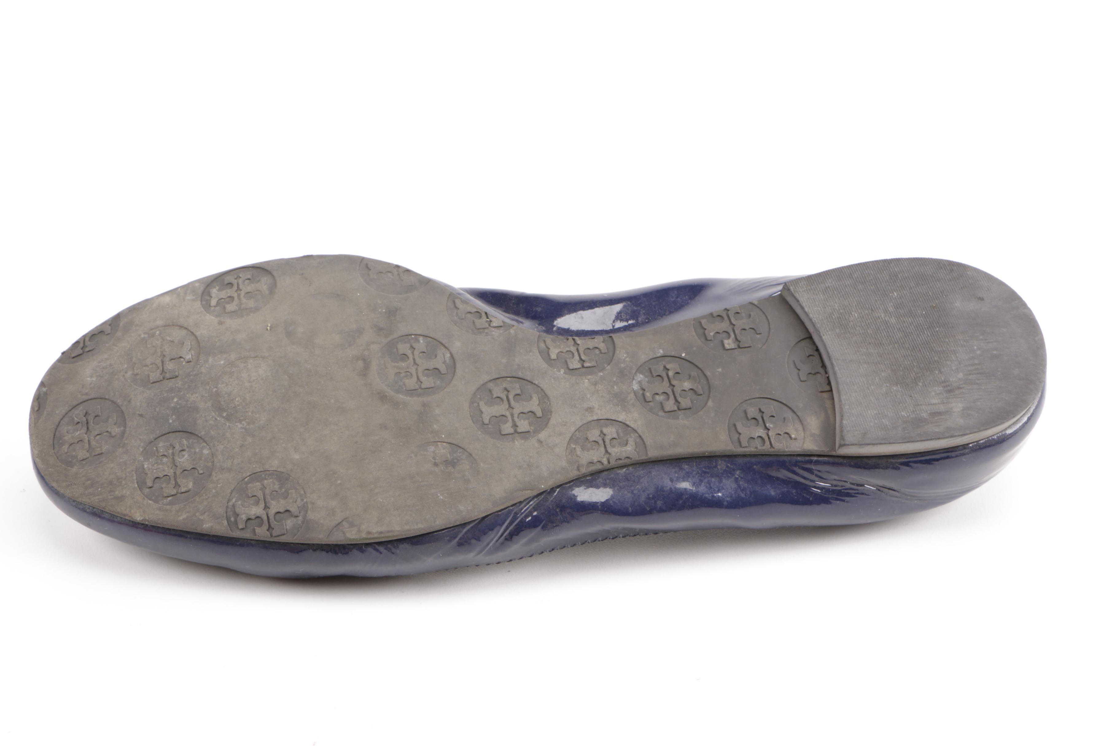 Tory Burch Navy Blue Leather Flats