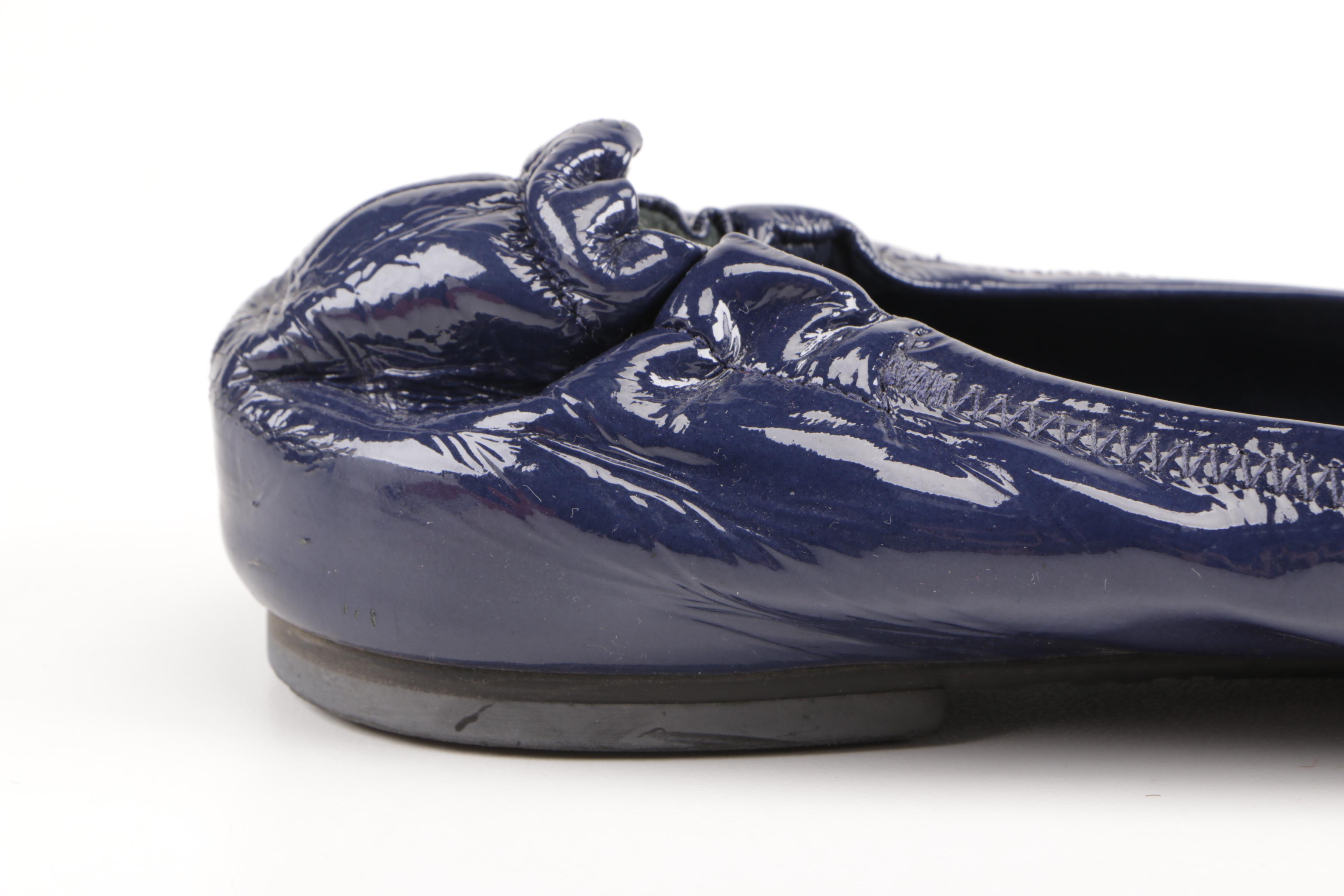 Tory Burch Navy Blue Leather Flats