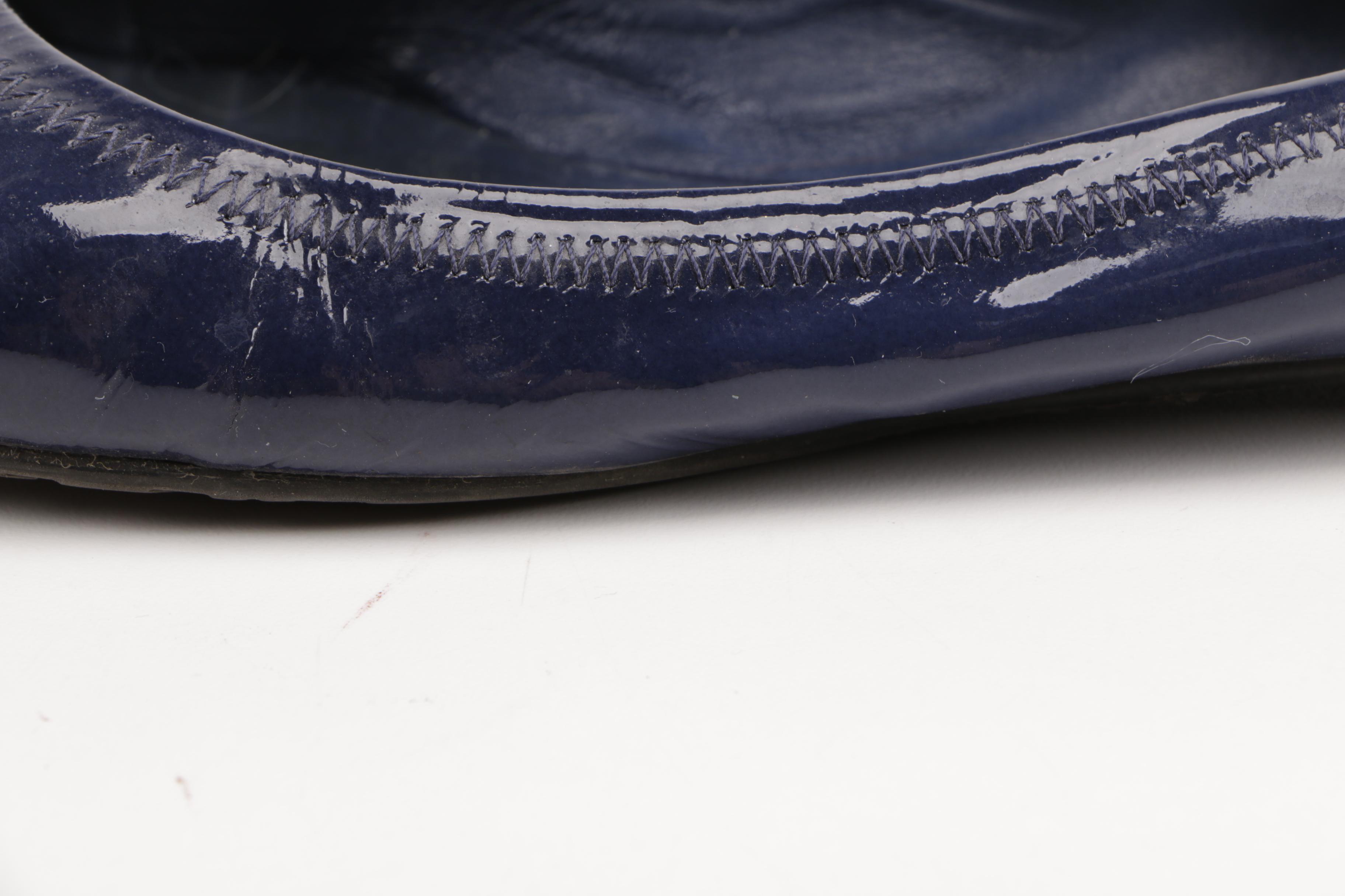 Tory Burch Navy Blue Leather Flats