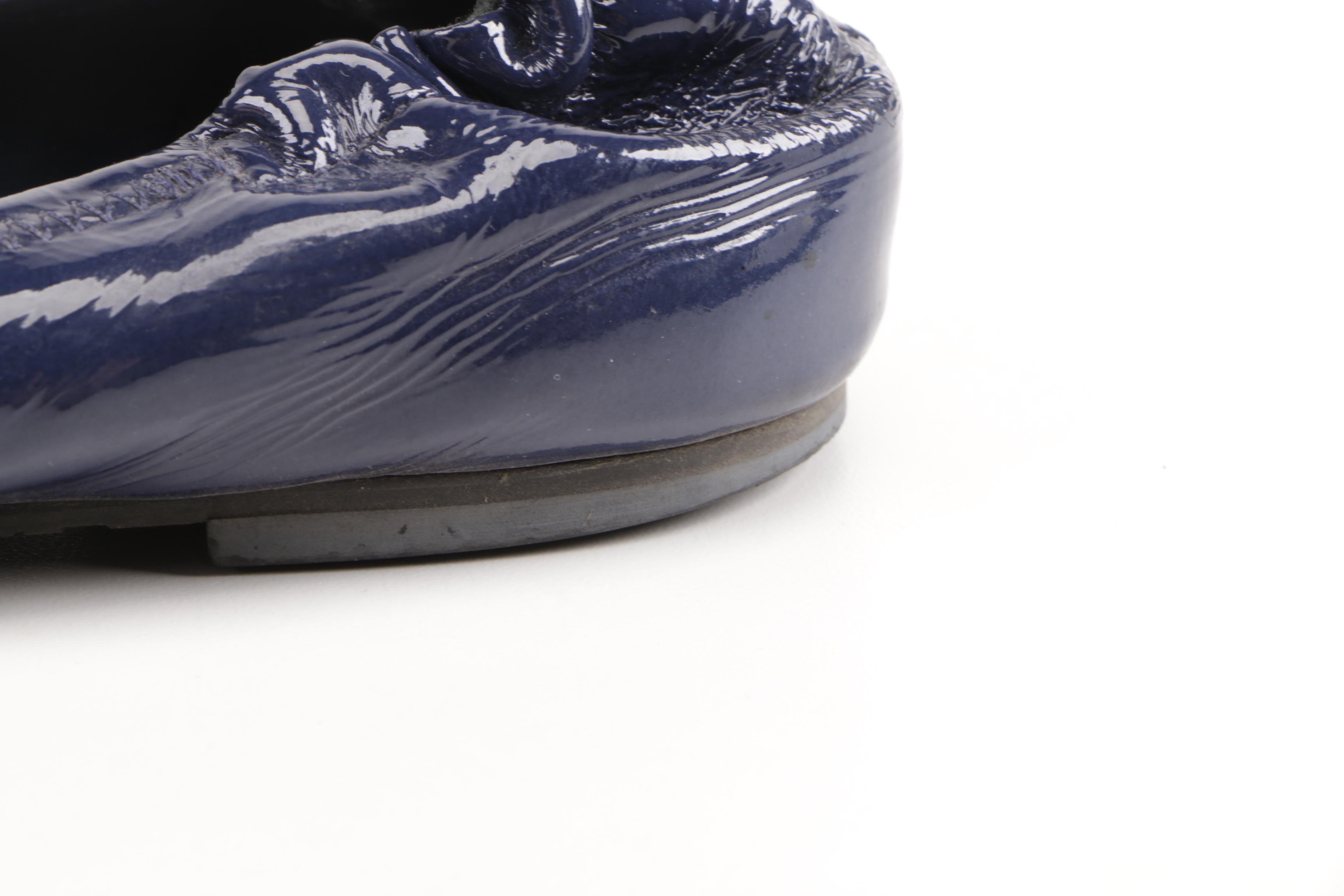 Tory Burch Navy Blue Leather Flats