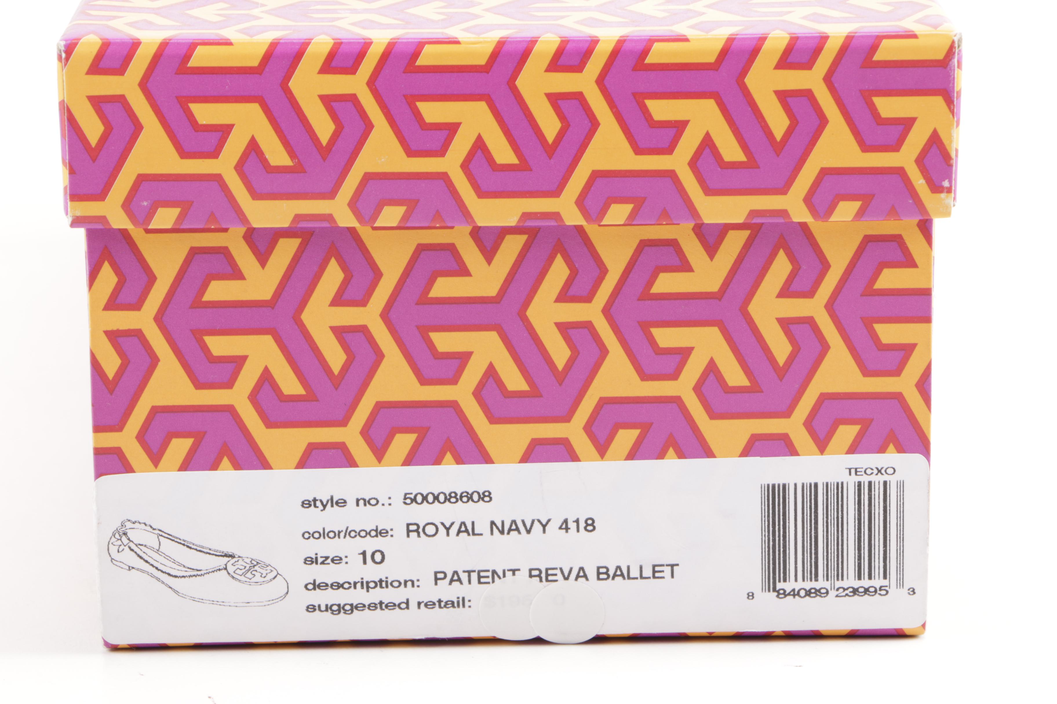 Tory Burch Navy Blue Leather Flats