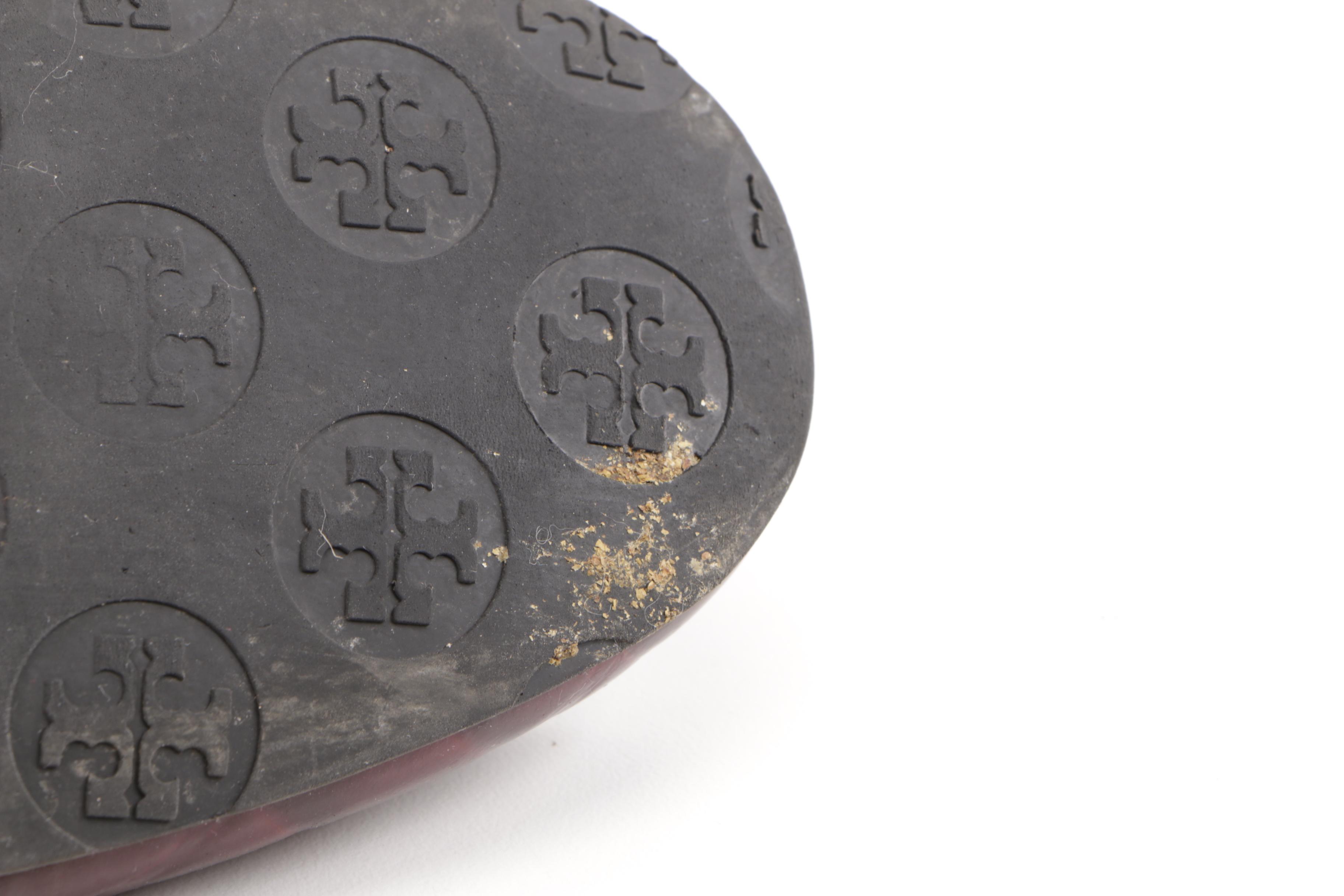 Tory Burch Red Embossed Leather Flats