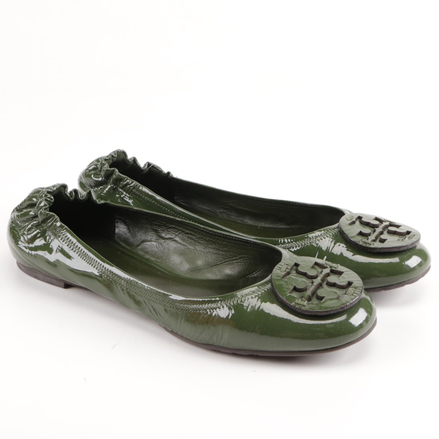 Tory Burch Green Leather Flats