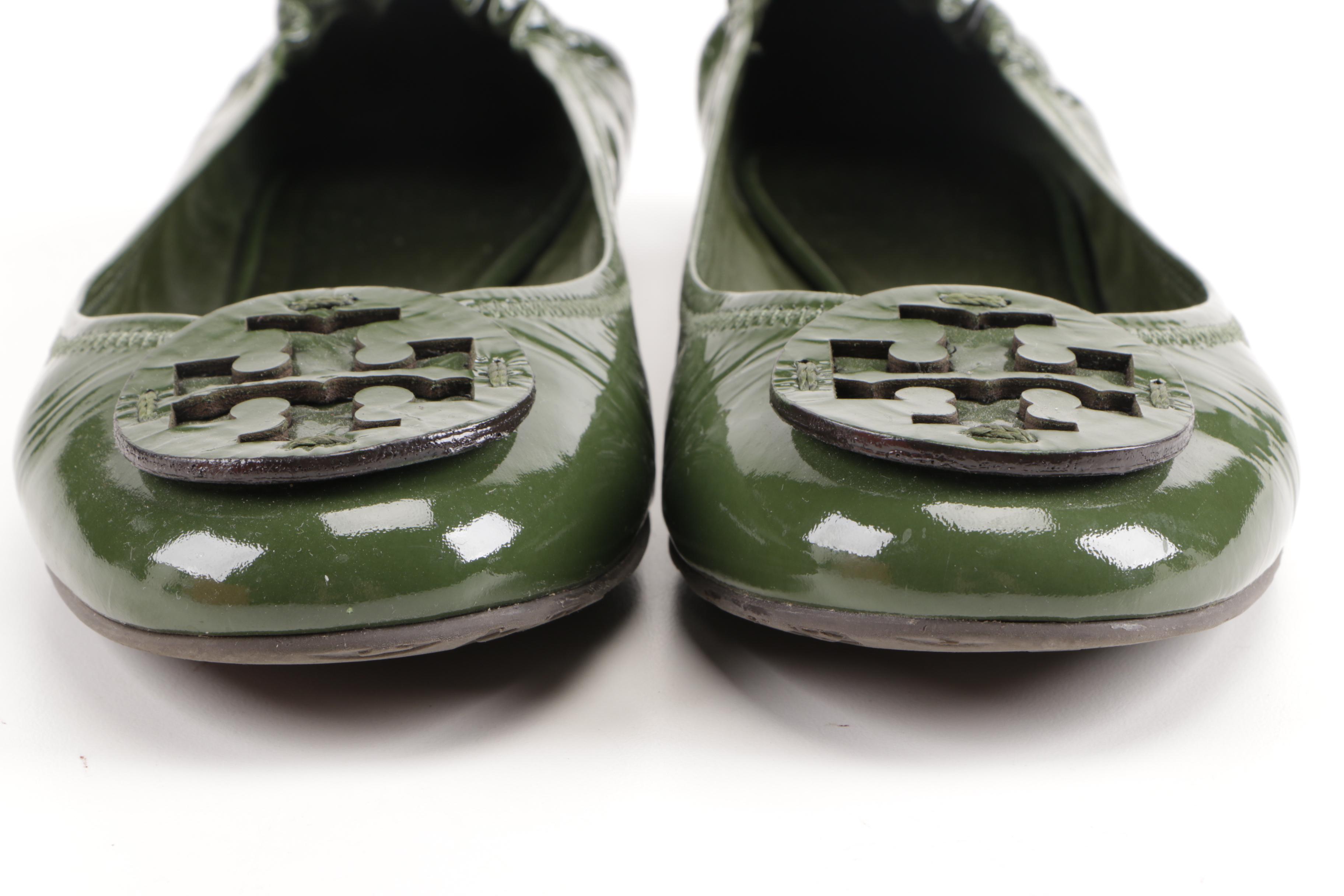 Tory Burch Green Leather Flats