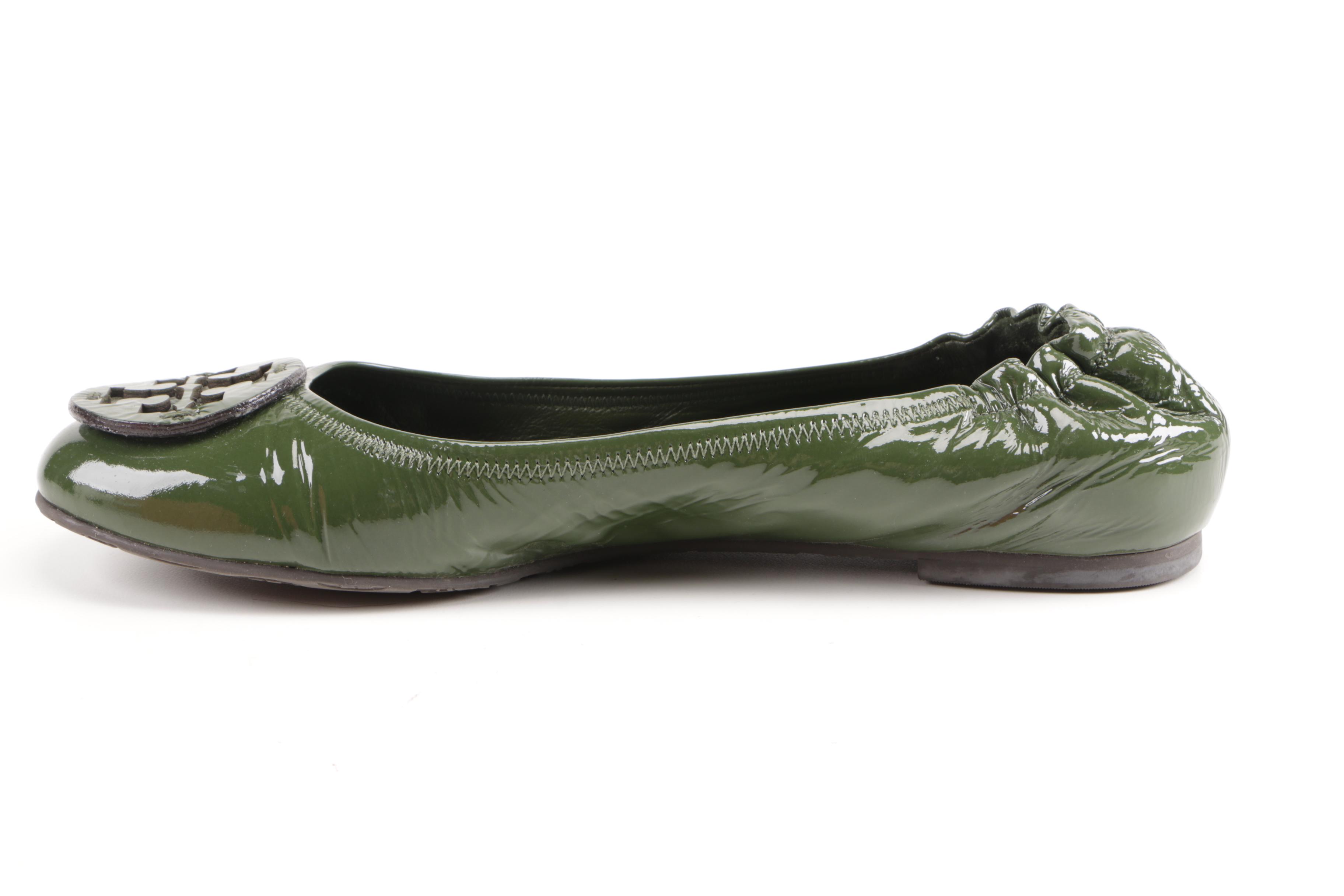 Tory Burch Green Leather Flats