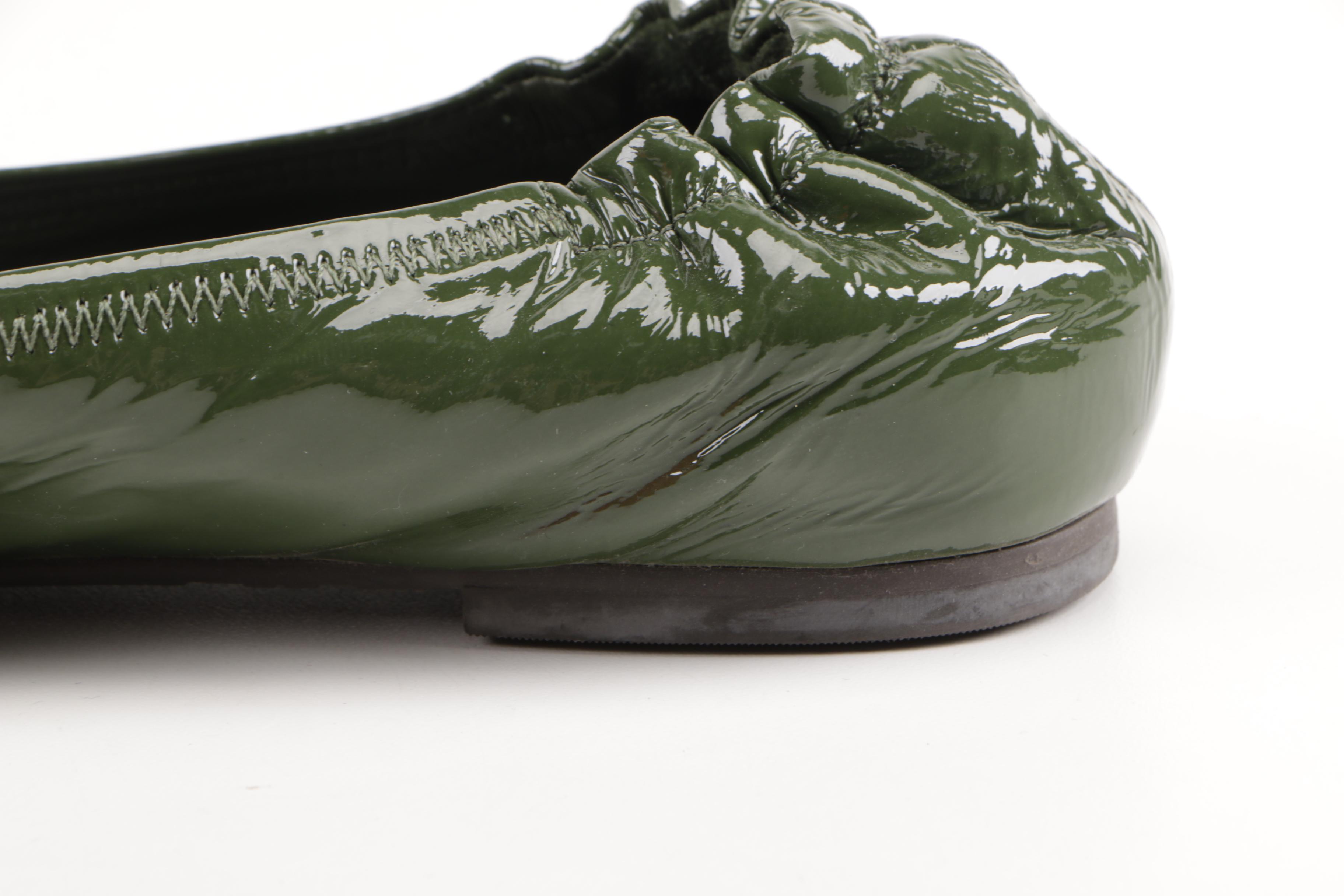 Tory Burch Green Leather Flats