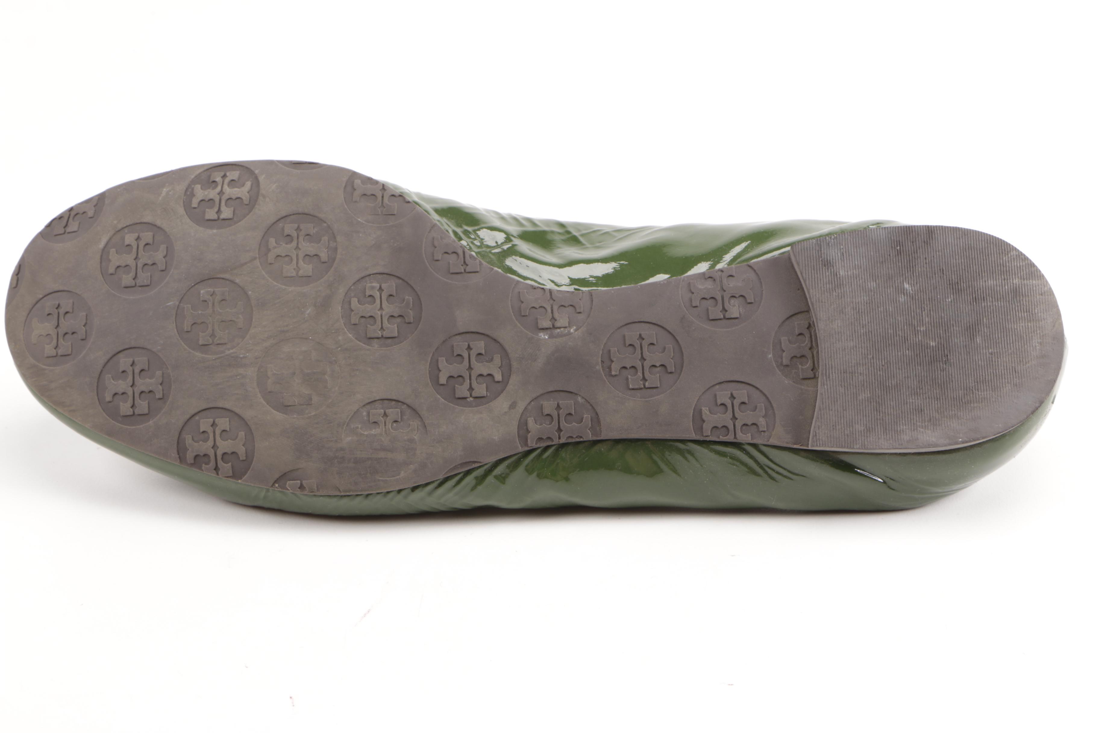 Tory Burch Green Leather Flats