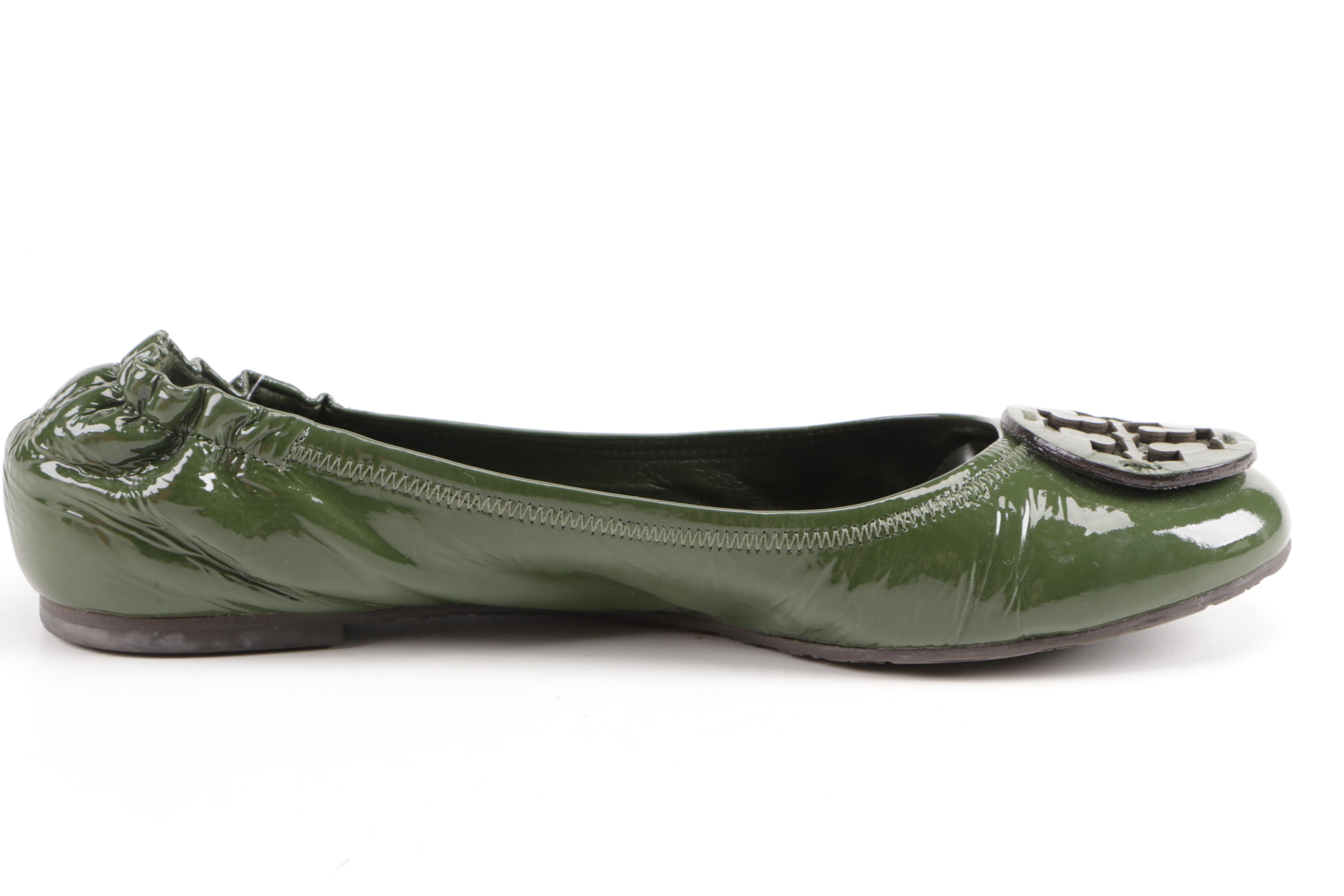 Tory Burch Green Leather Flats