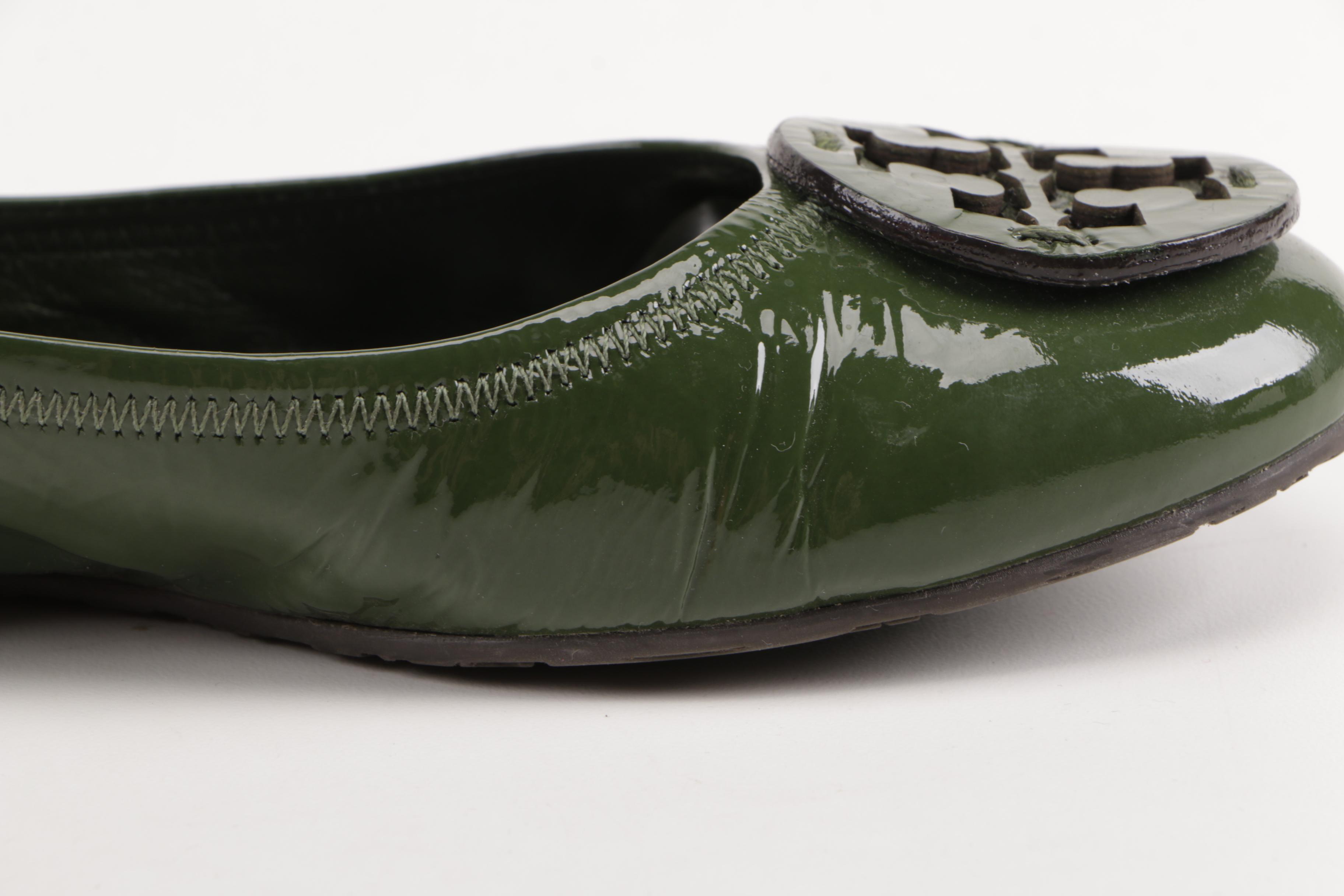 Tory Burch Green Leather Flats