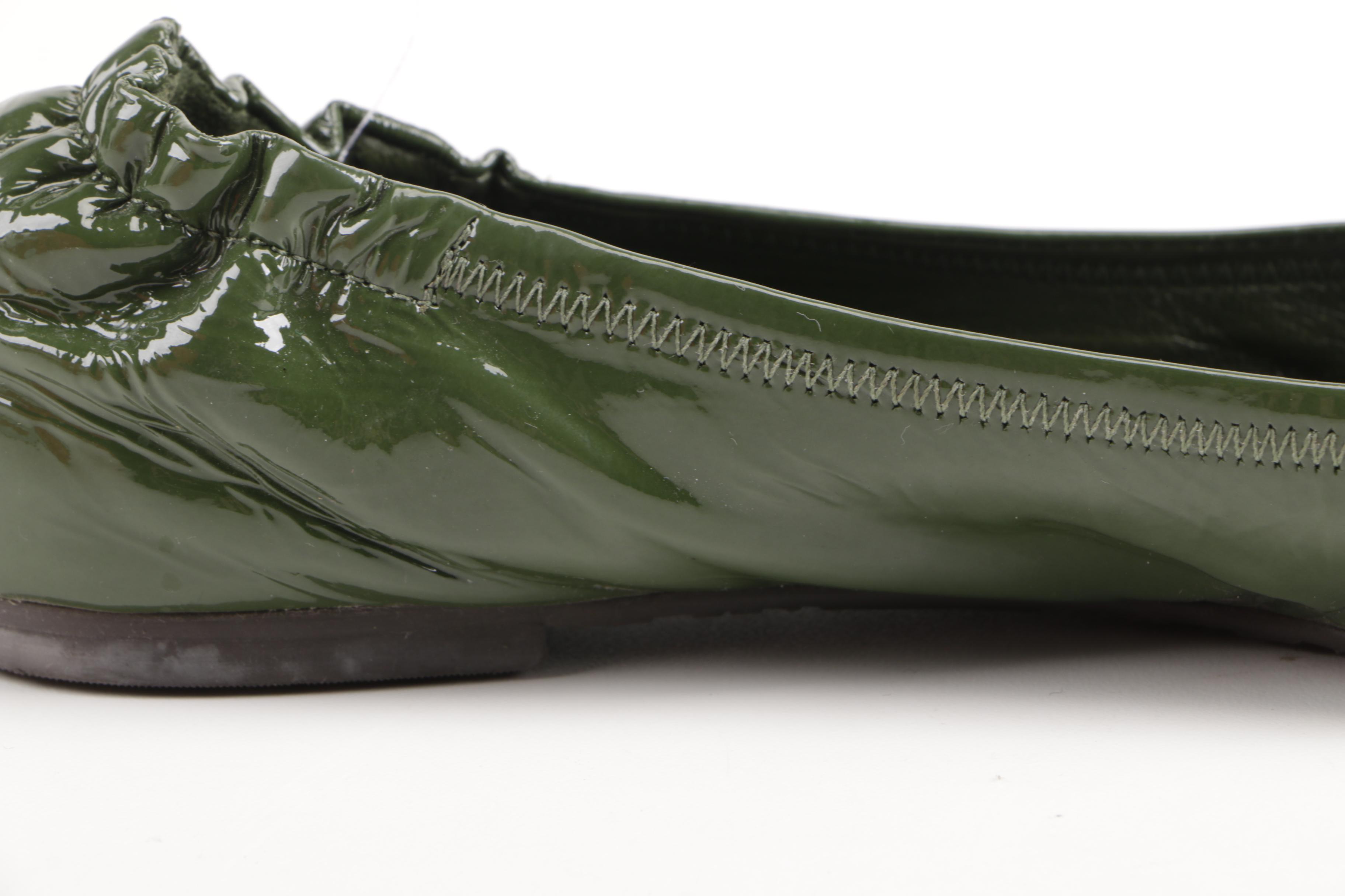Tory Burch Green Leather Flats