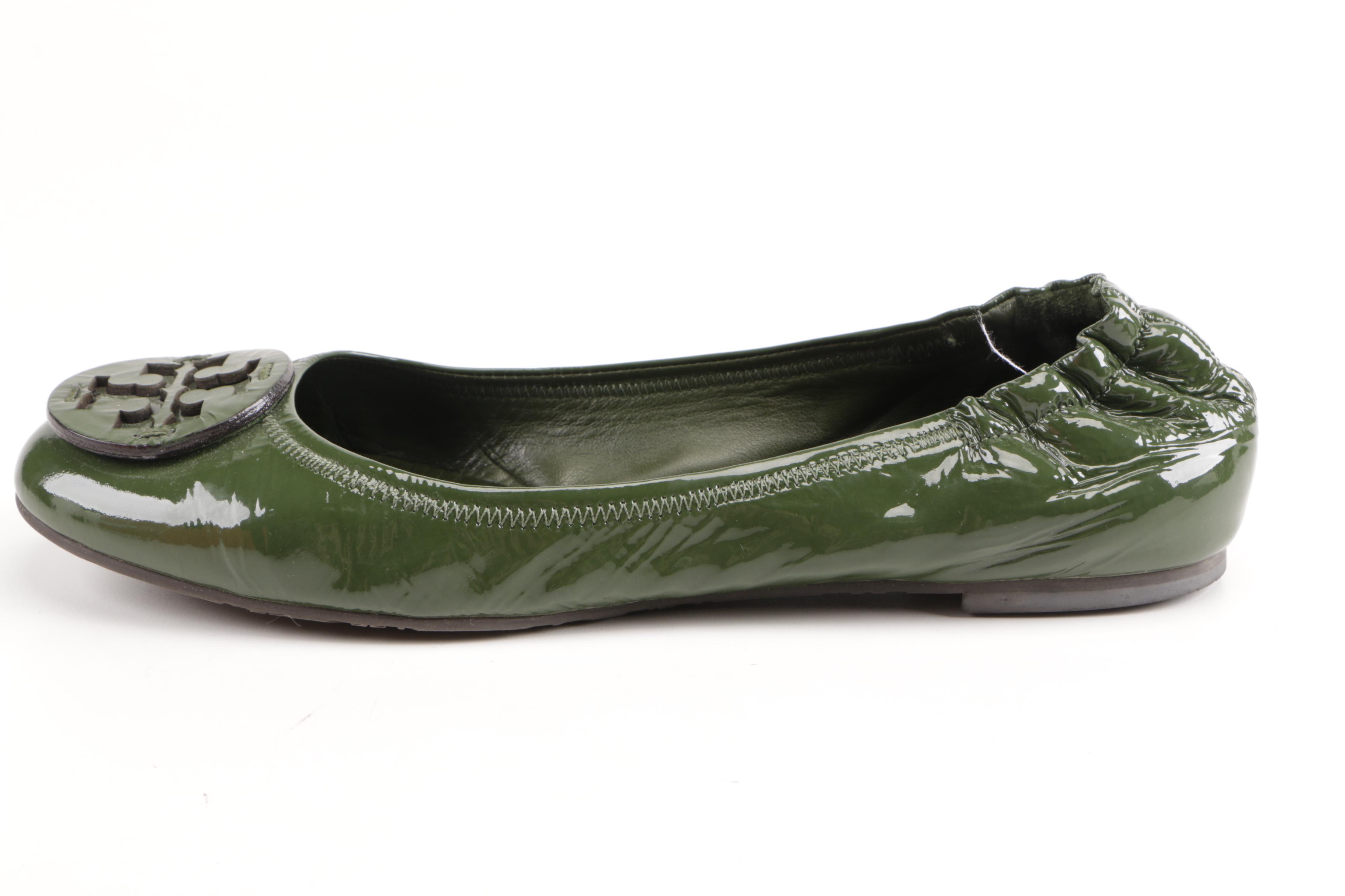 Tory Burch Green Leather Flats