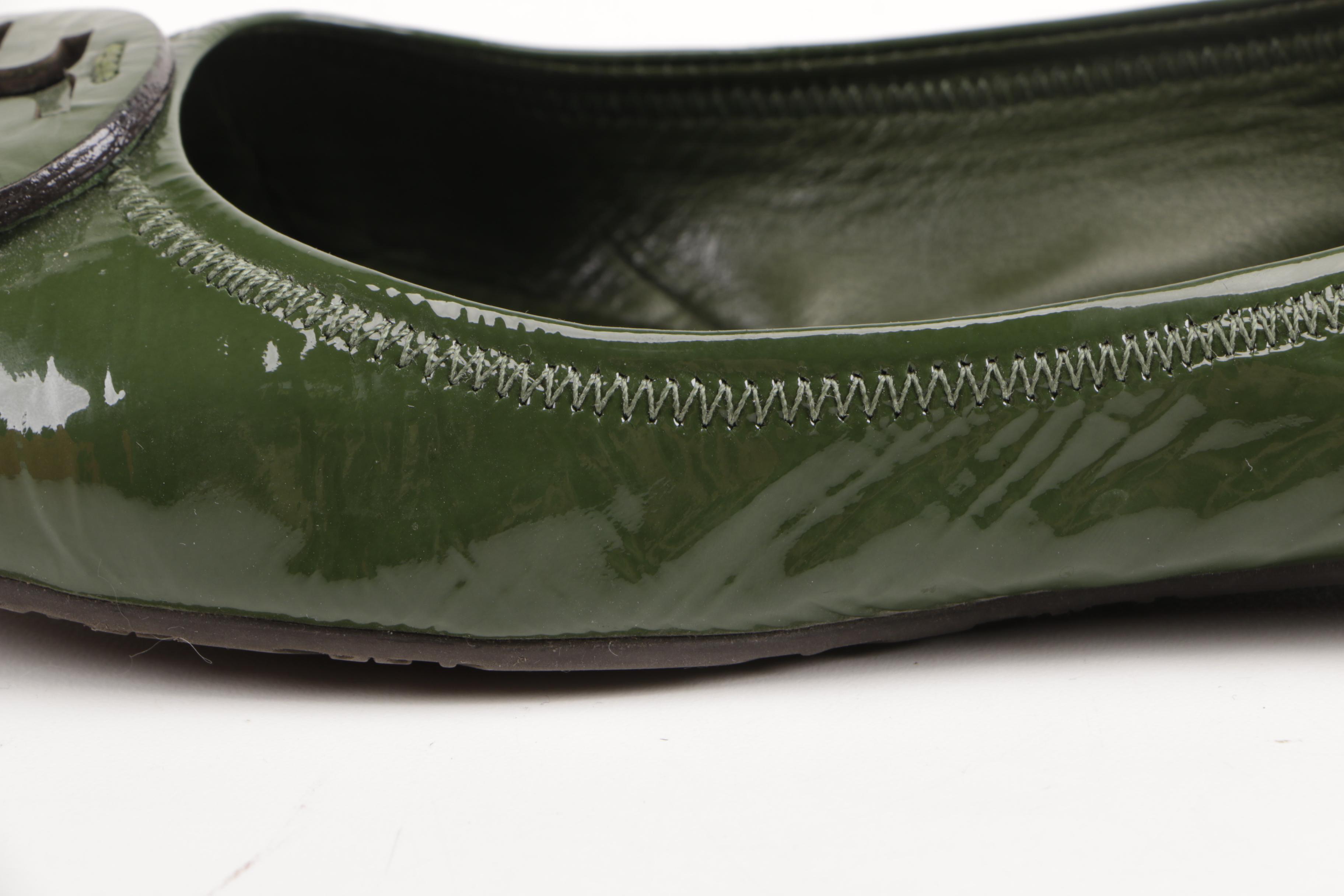 Tory Burch Green Leather Flats