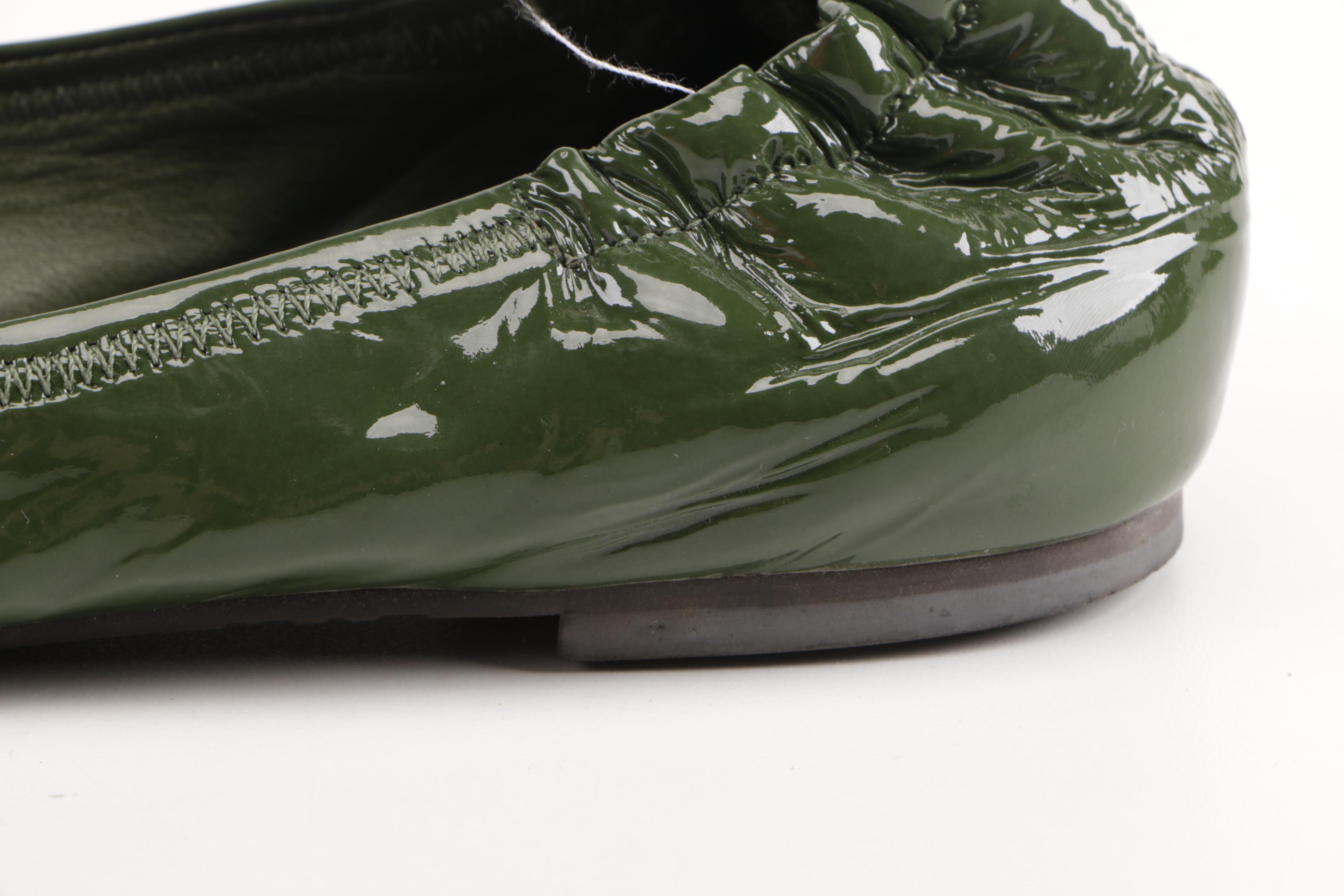 Tory Burch Green Leather Flats
