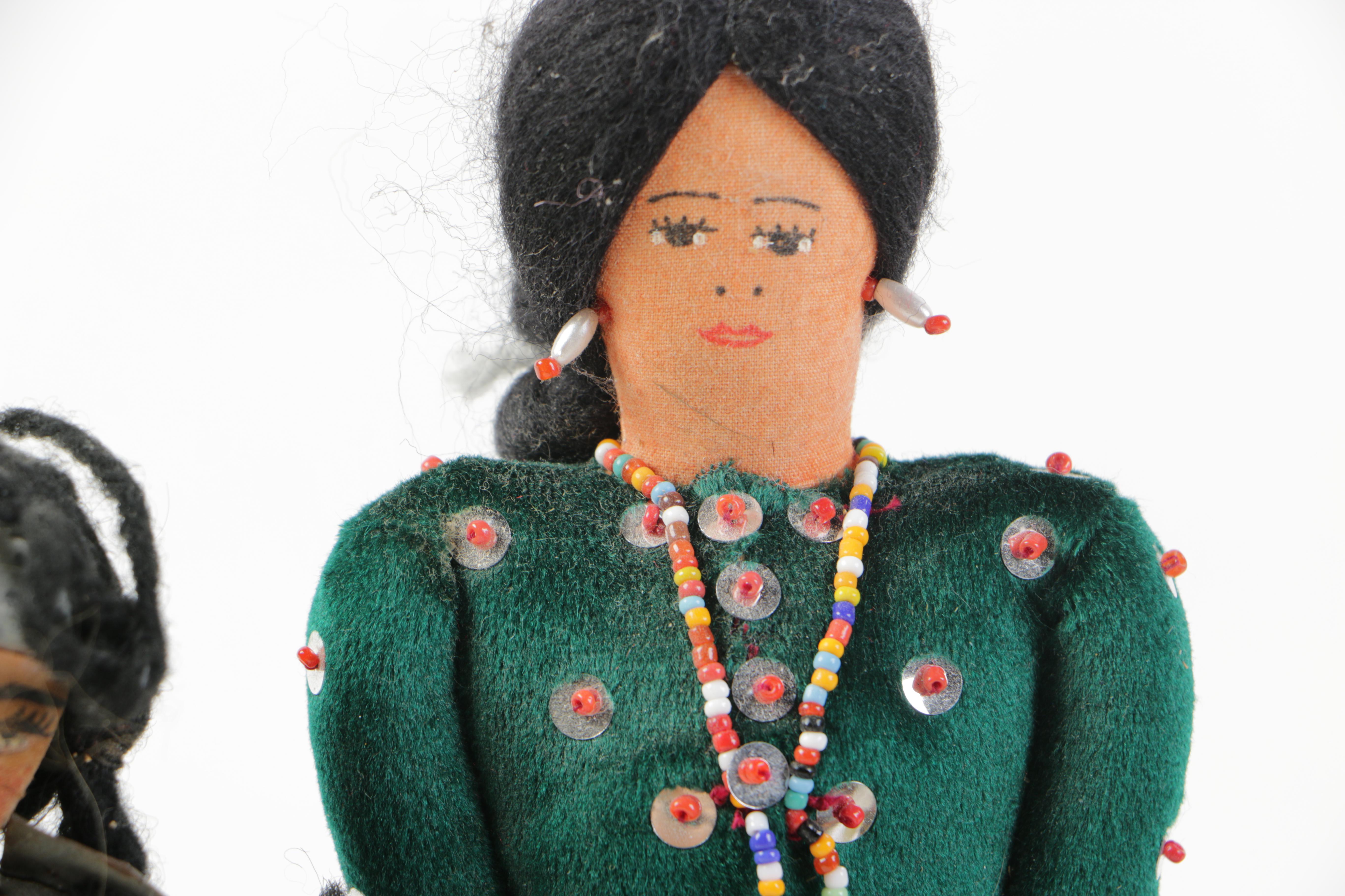 Ethnographic Styled Cloth and Wood Dolls