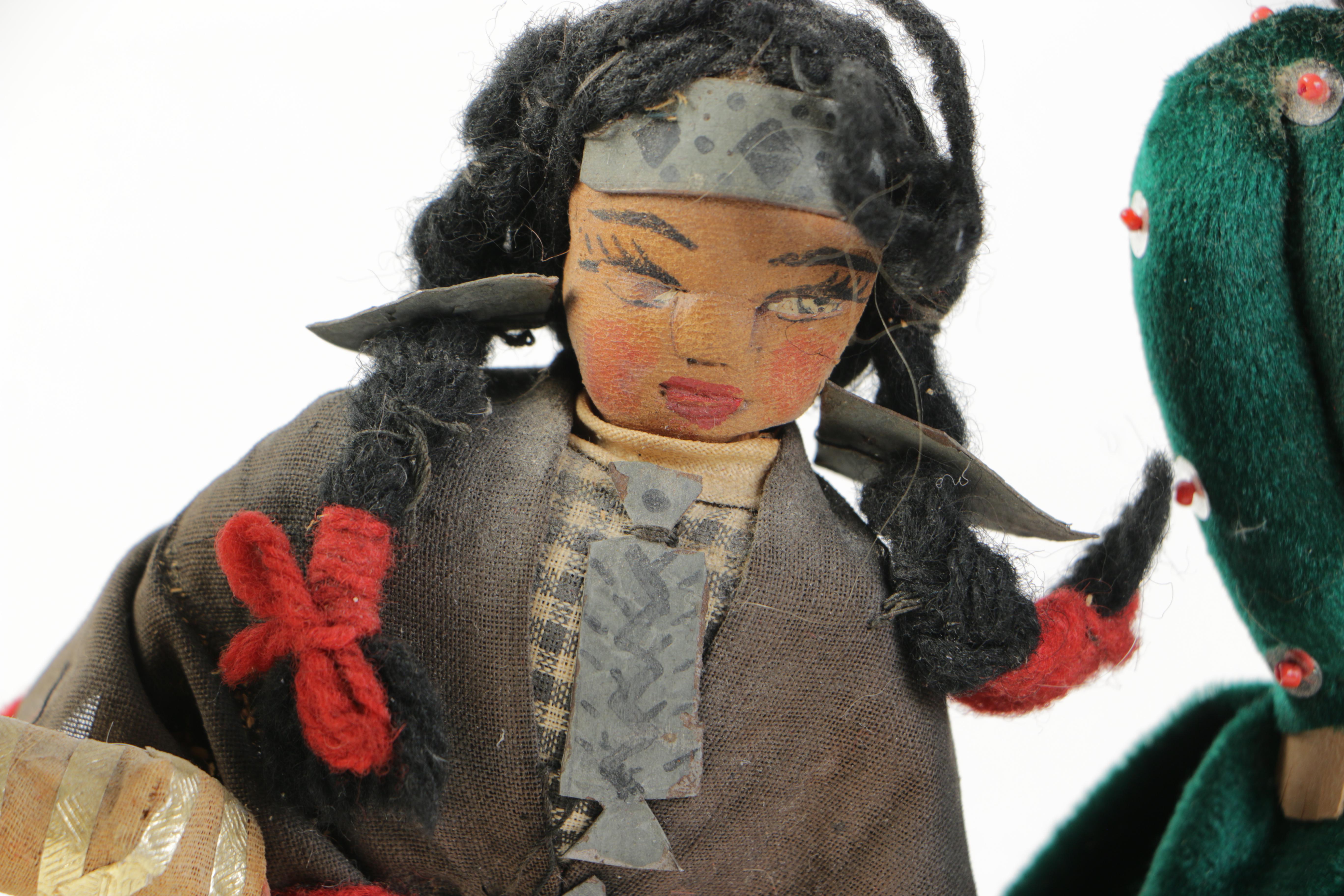 Ethnographic Styled Cloth and Wood Dolls