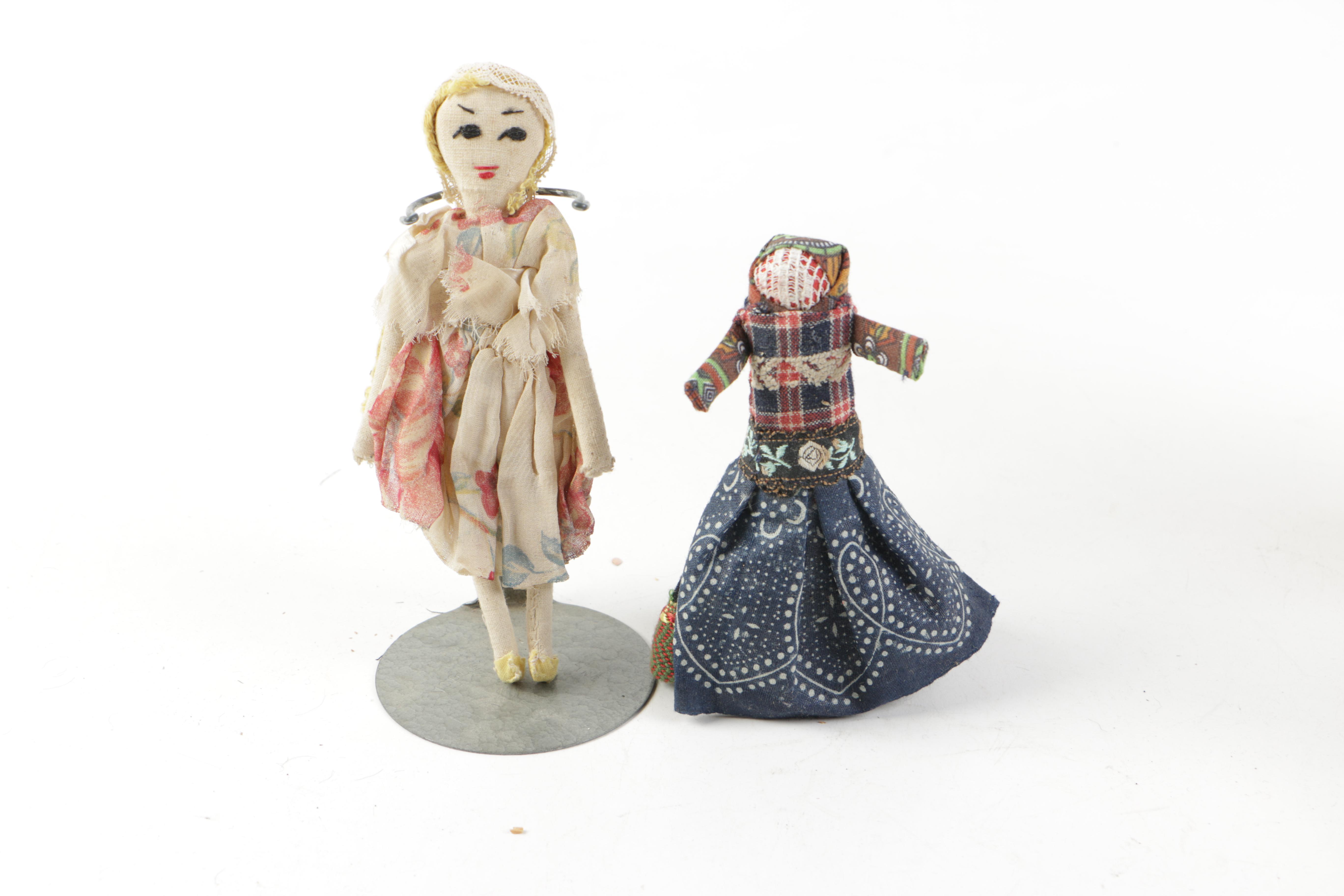 Ethnographic Styled Cloth and Wood Dolls