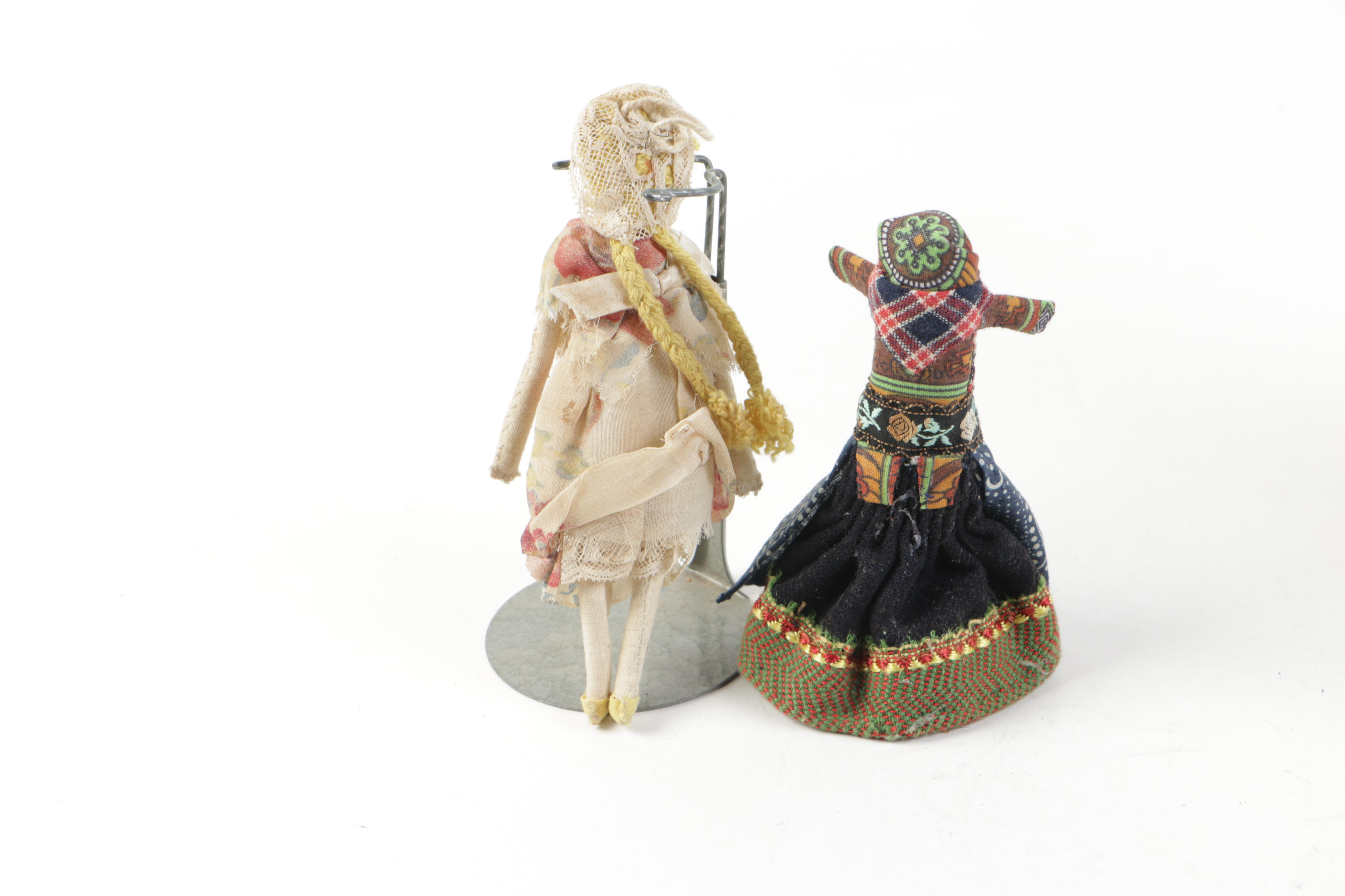 Ethnographic Styled Cloth and Wood Dolls