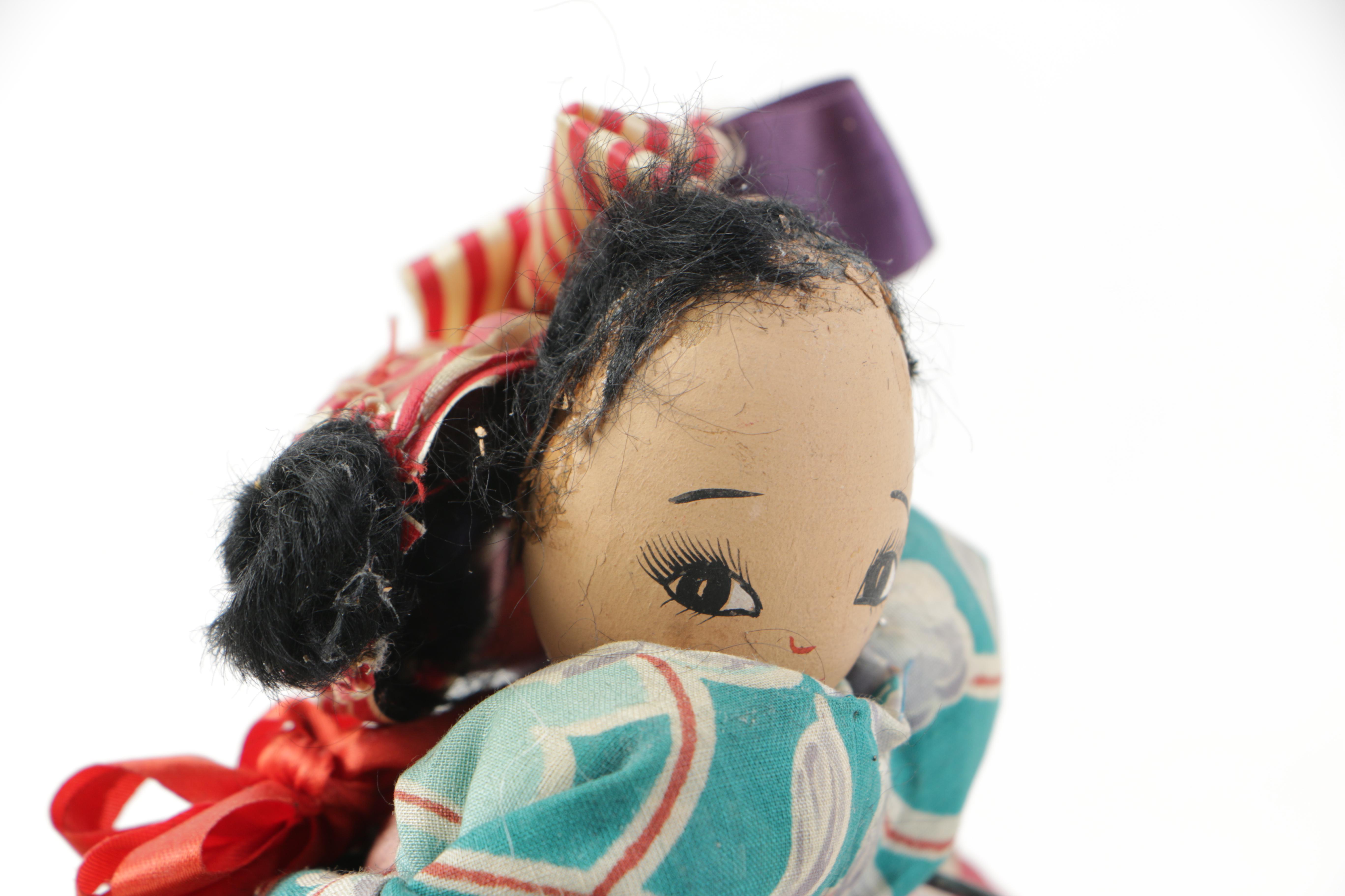 Ethnographic Styled Cloth and Wood Dolls