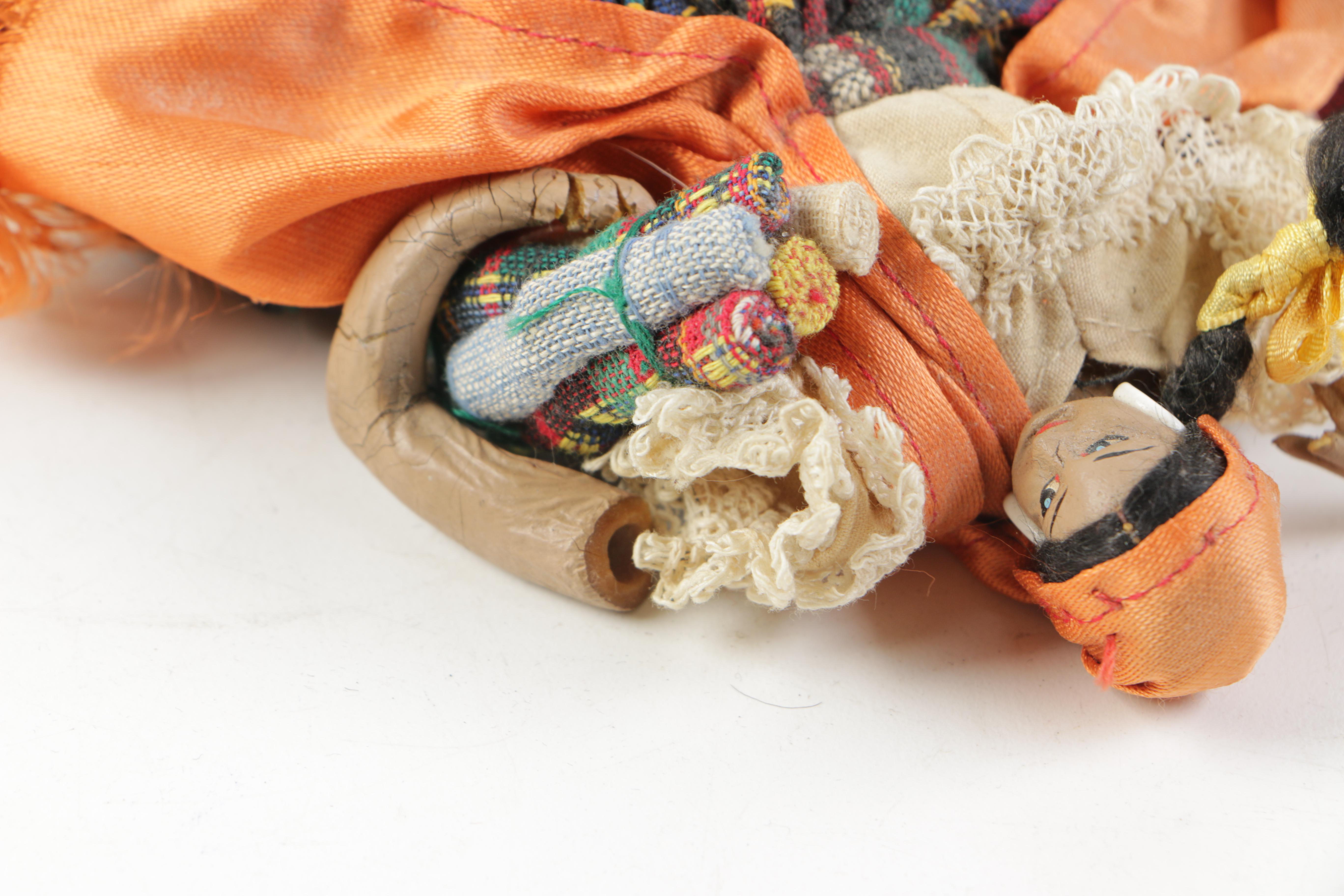 Ethnographic Styled Cloth and Wood Dolls