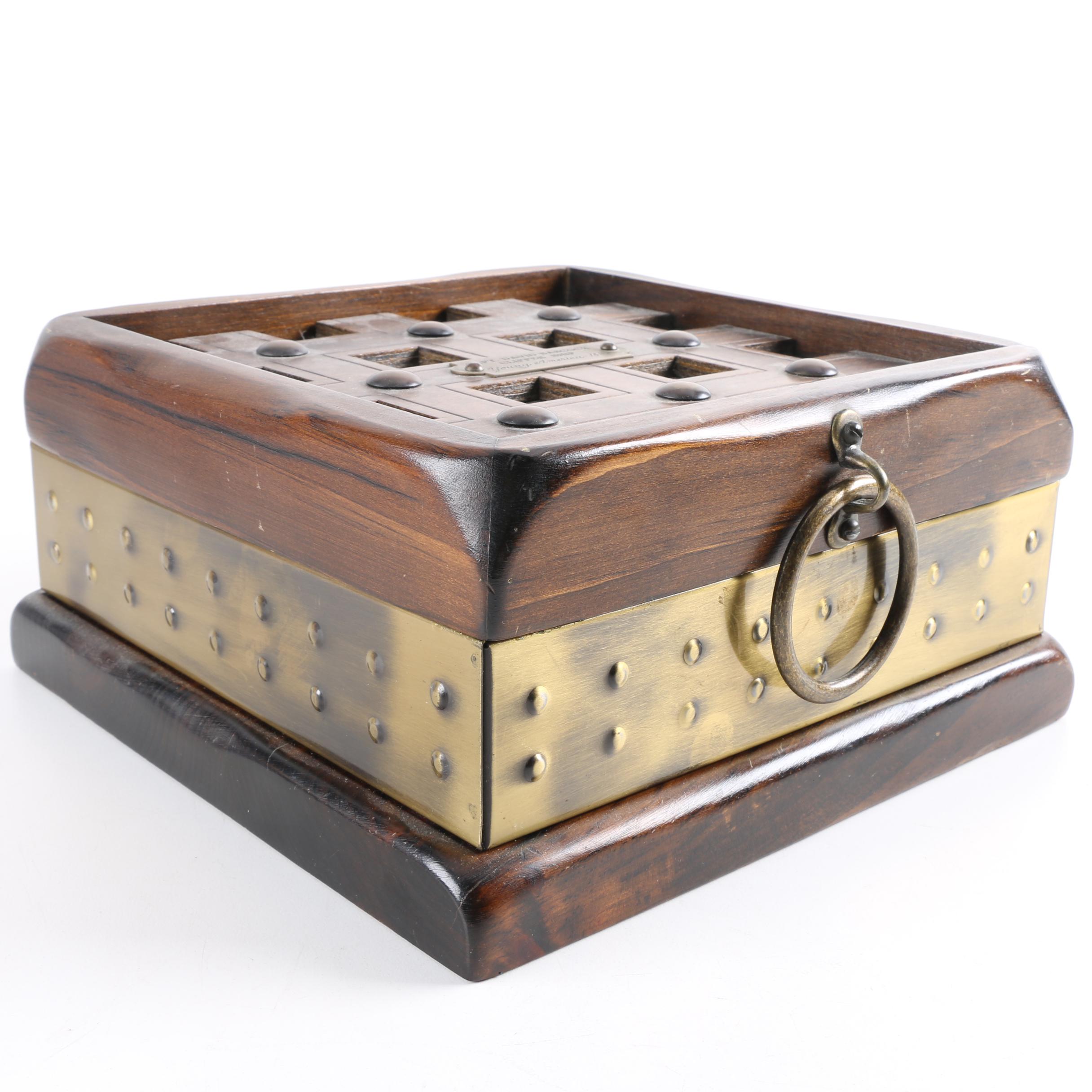 Contemporary Wooden Ship's Box with a Plaque for the "Young America"