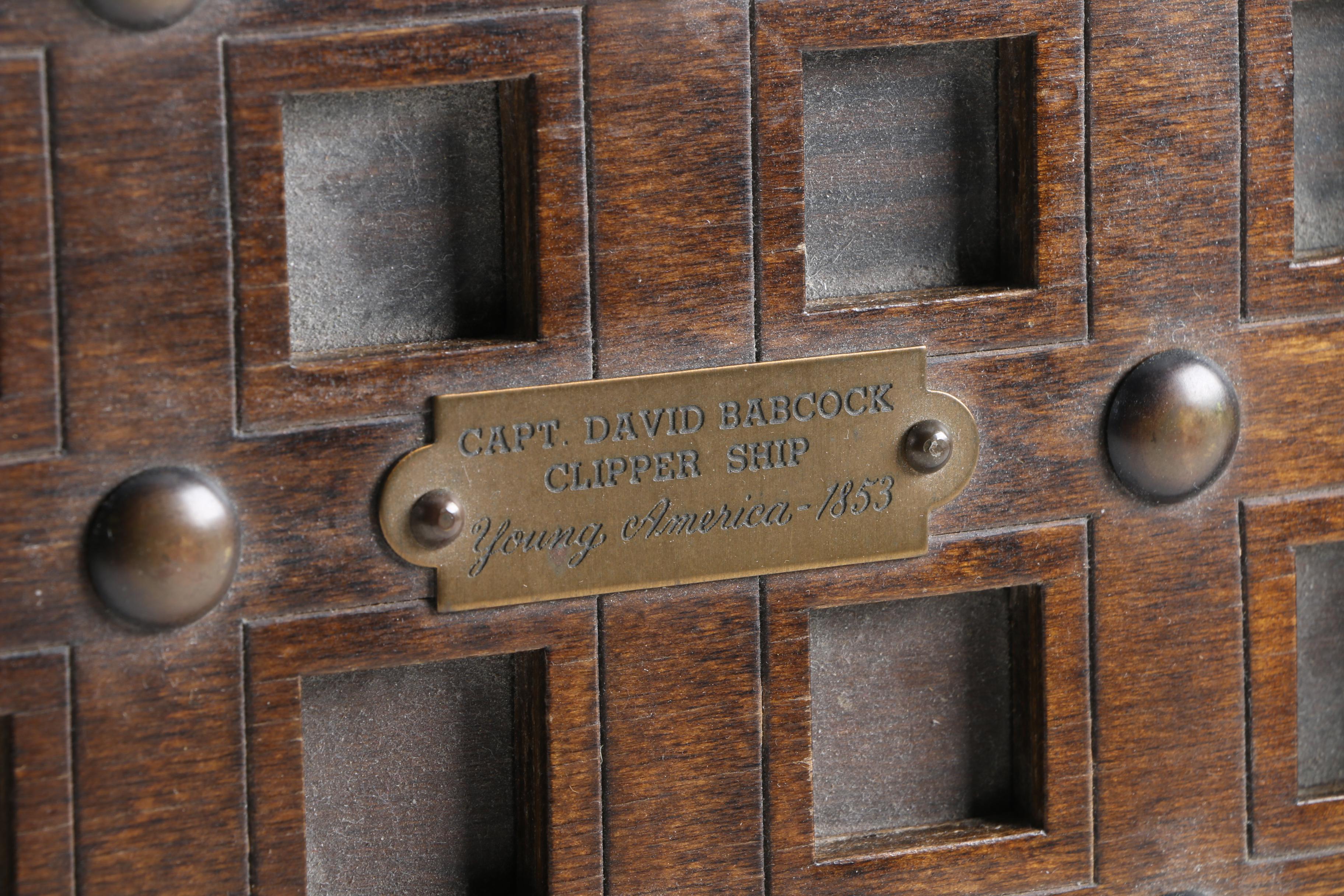Contemporary Wooden Ship's Box with a Plaque for the "Young America"