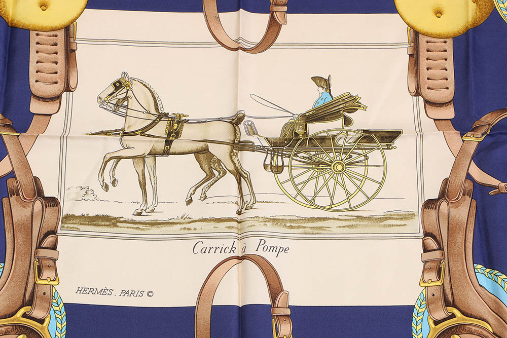 Vintage Hermès of Paris "Carrick a Pompe" by Phillipe Ledoux Silk Scarf