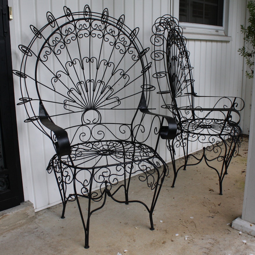 Pair of Metal Outdoor Peacock Chairs