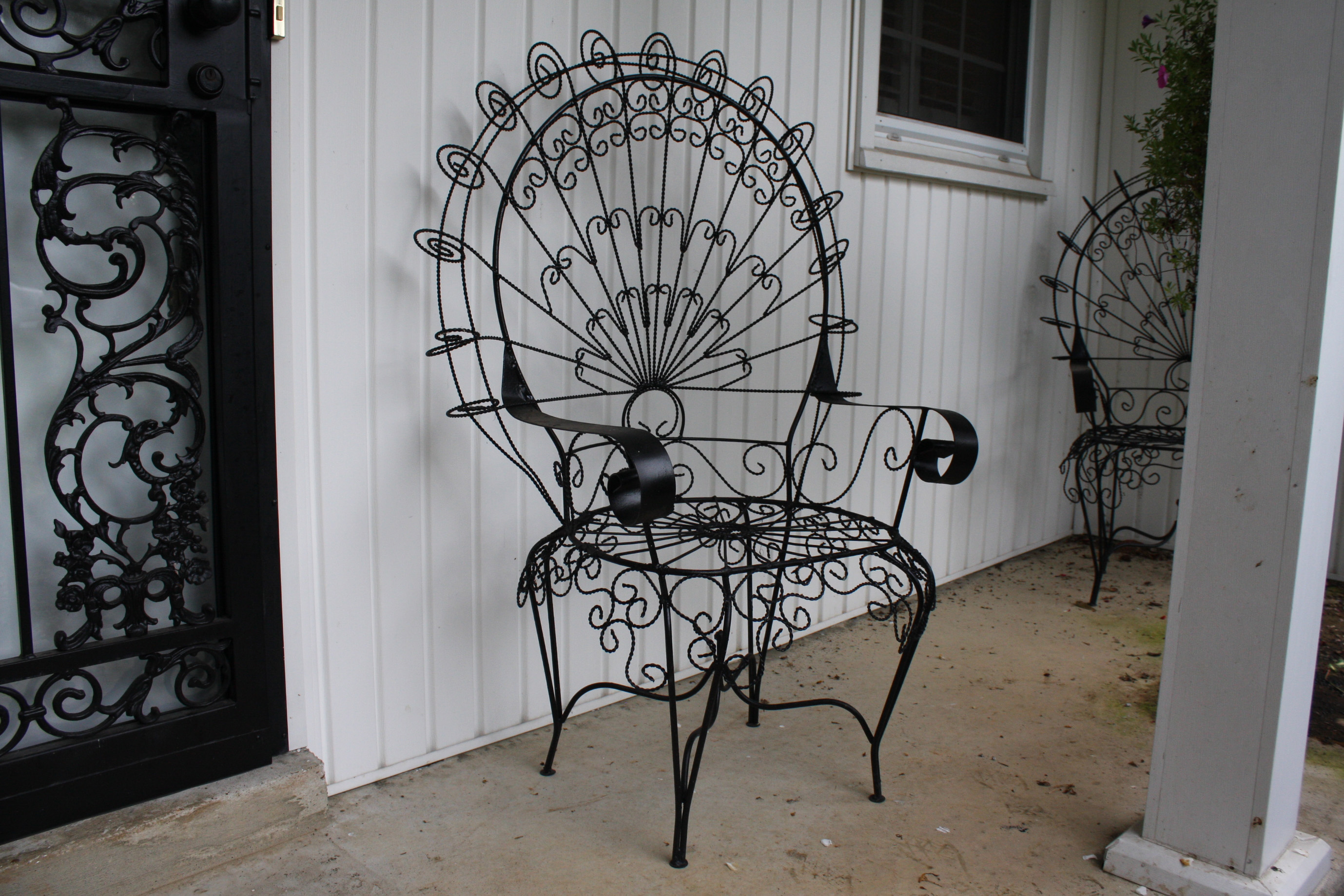 Pair of Metal Outdoor Peacock Chairs