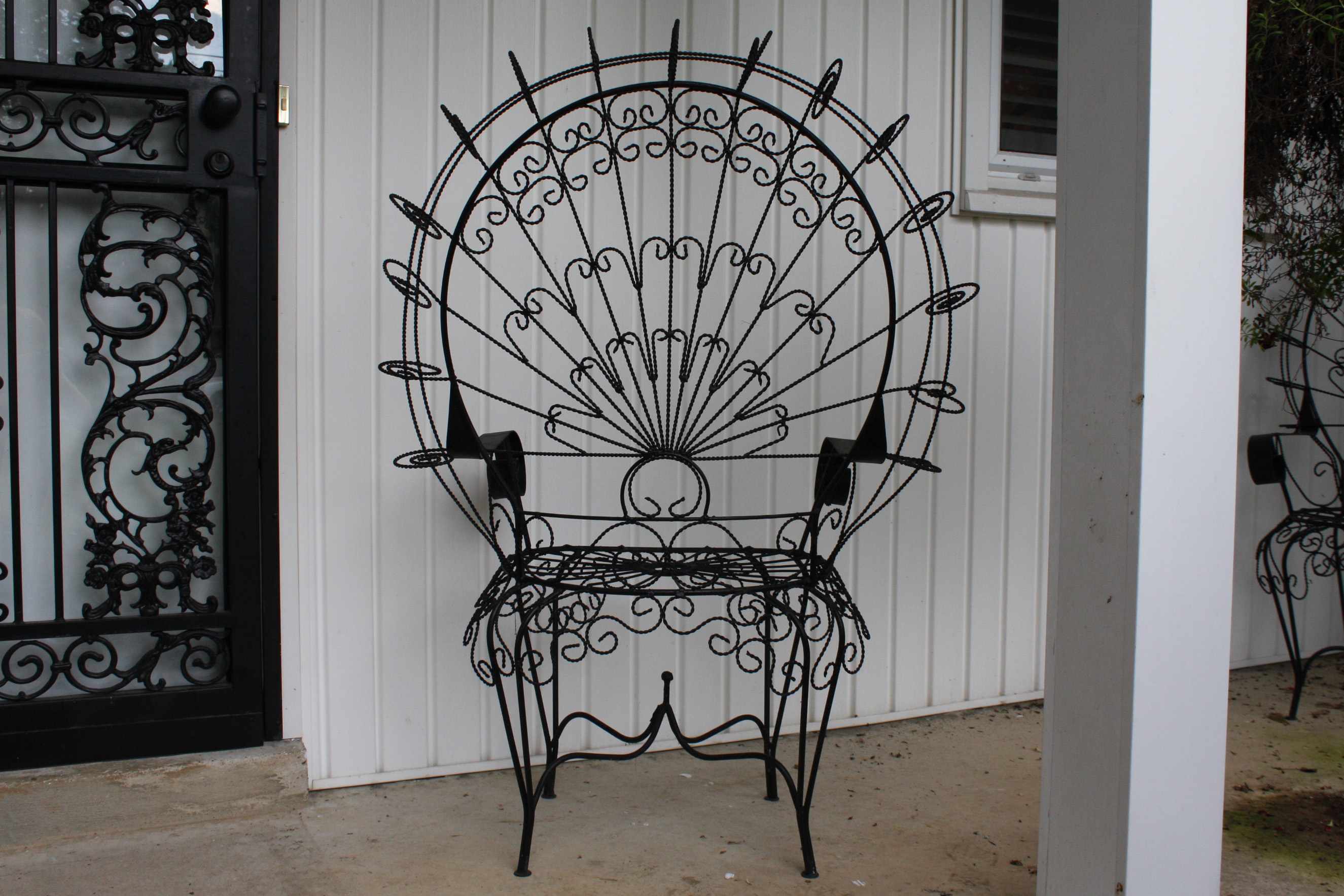 Pair of Metal Outdoor Peacock Chairs