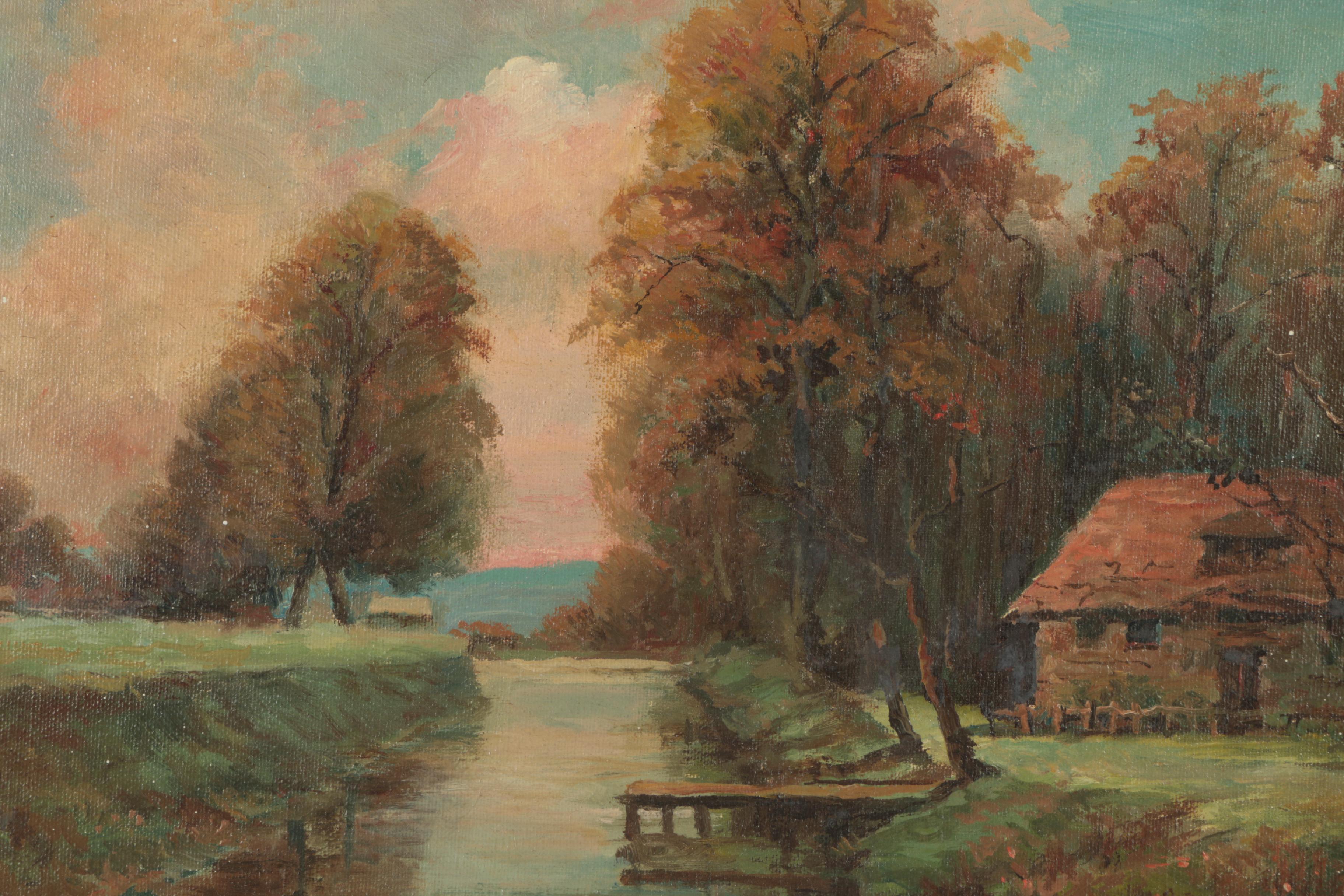 Jojo Sloman Oil Painting on Canvas of Cabin Scene
