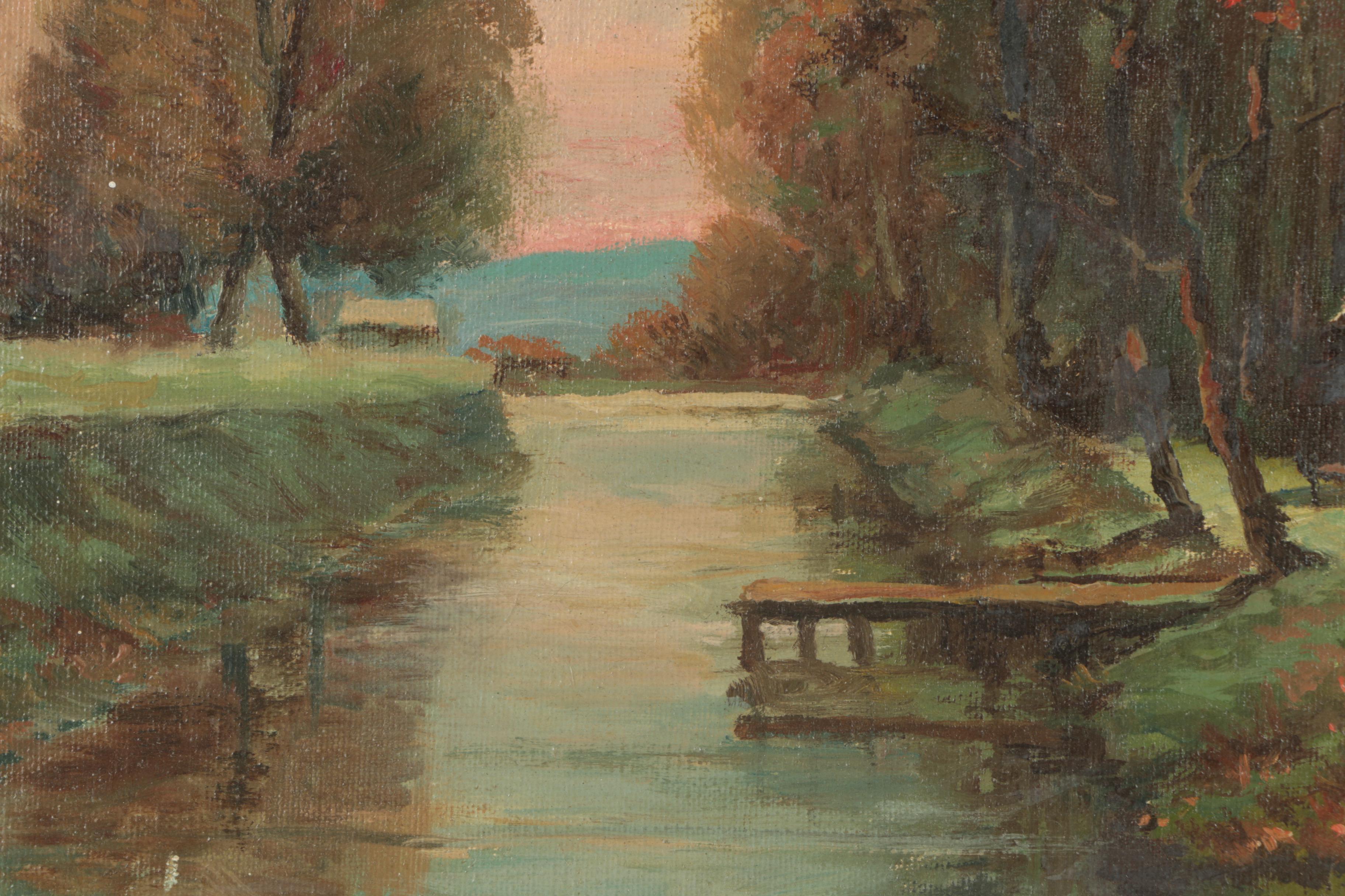 Jojo Sloman Oil Painting on Canvas of Cabin Scene