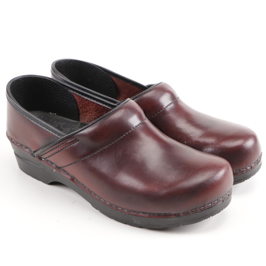 Women's Dansko Oxblood Leather Clogs