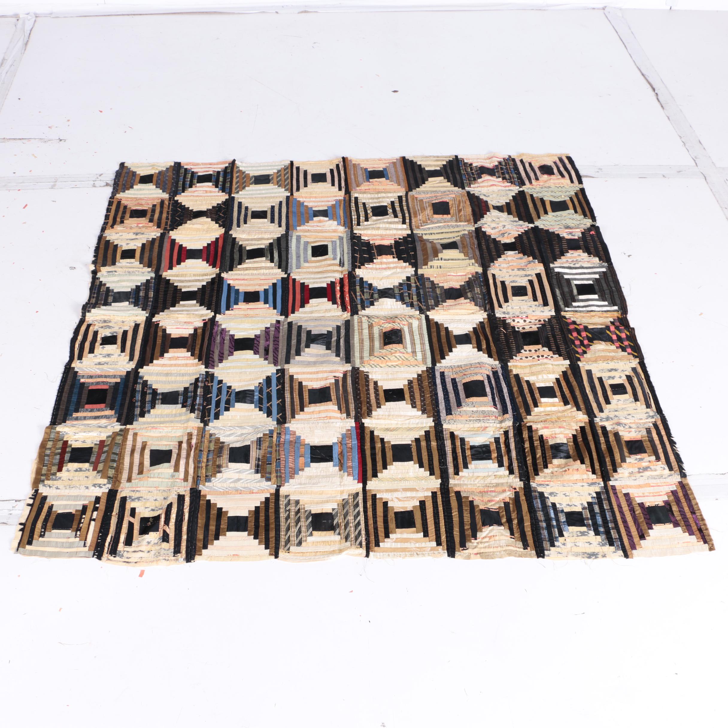 Vintage Handmade "Log Cabin" and "Pinwheel Star " Quilt Tops