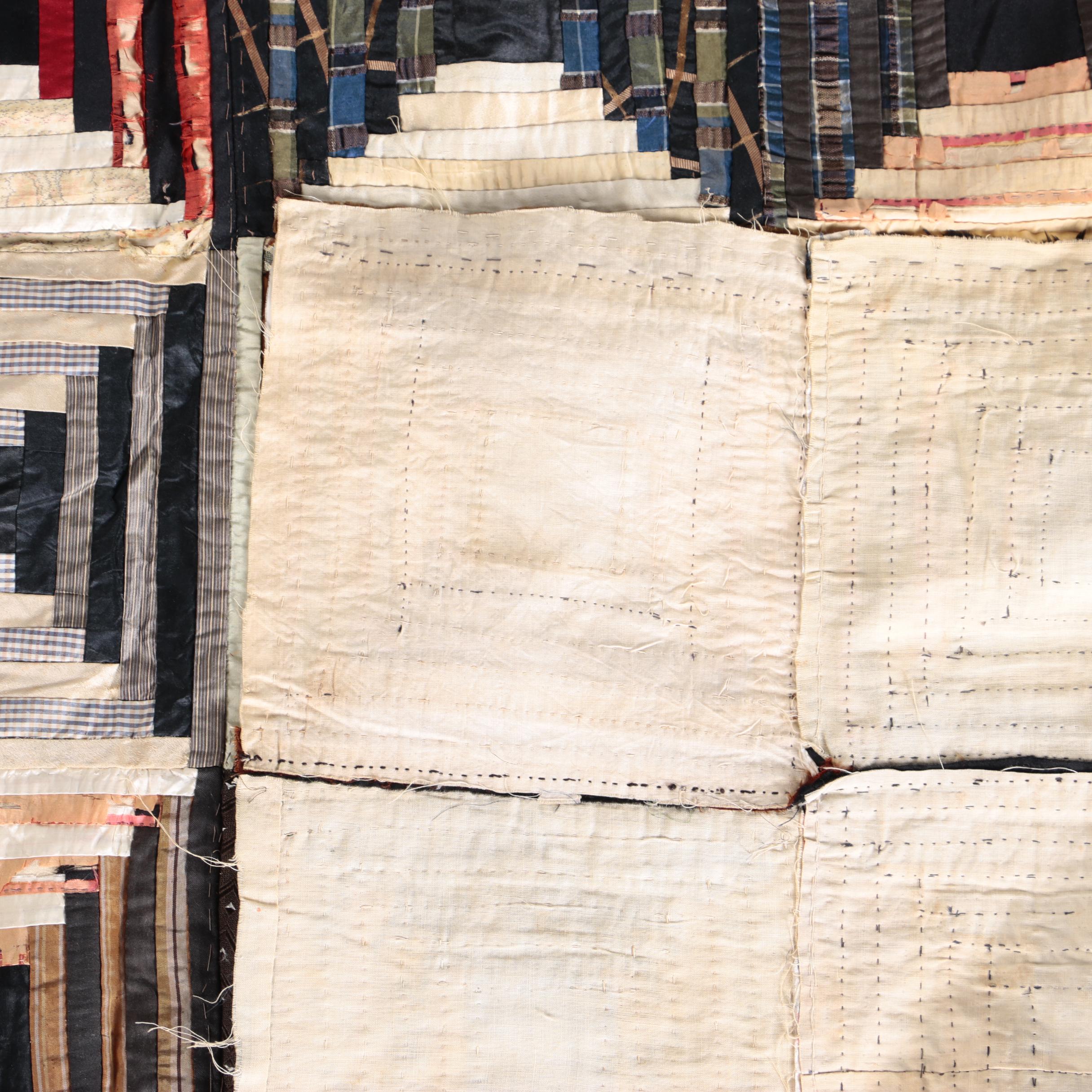 Vintage Handmade "Log Cabin" and "Pinwheel Star " Quilt Tops