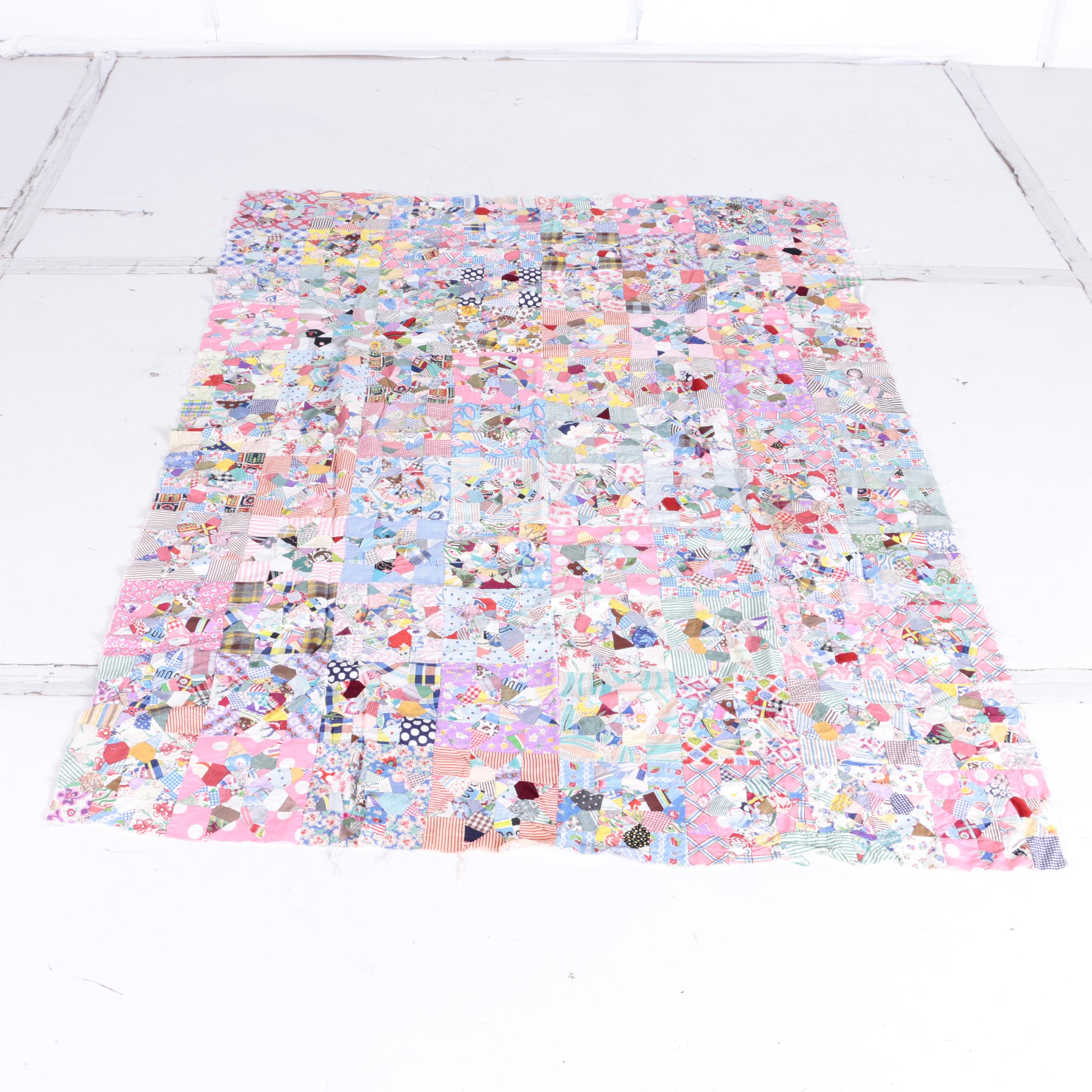 Vintage Handmade "Log Cabin" and "Pinwheel Star " Quilt Tops