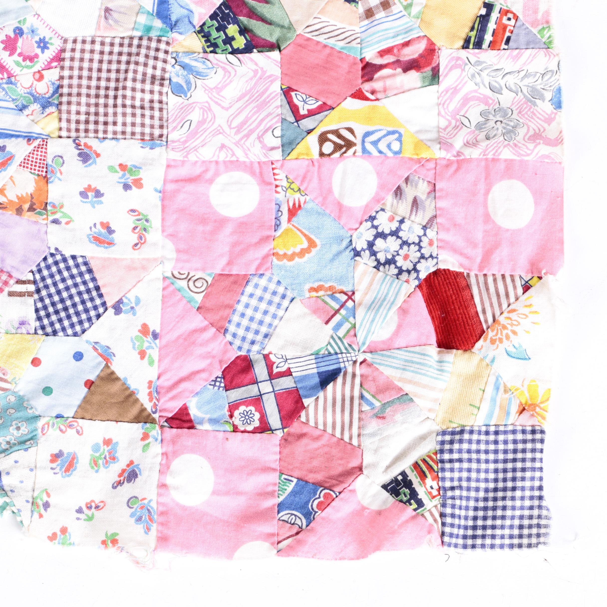 Vintage Handmade "Log Cabin" and "Pinwheel Star " Quilt Tops