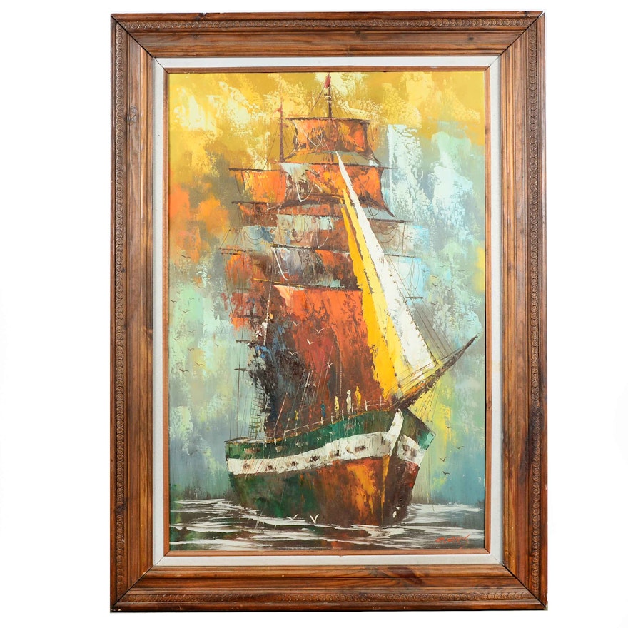 C. Willis Nautical Oil Painting