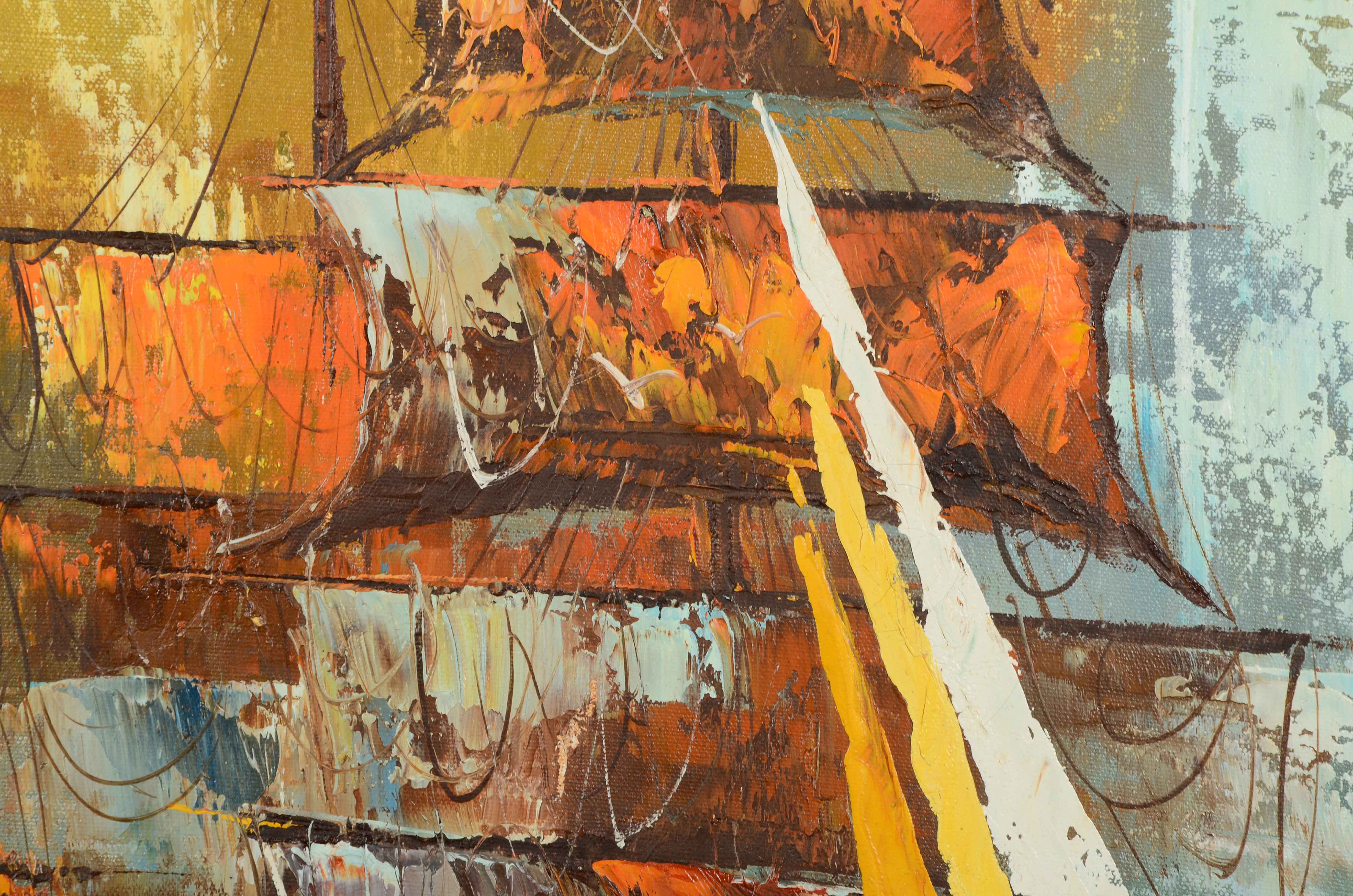 C. Willis Nautical Oil Painting