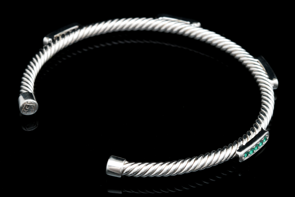 Sterling Silver and Green Crystal Bracelet