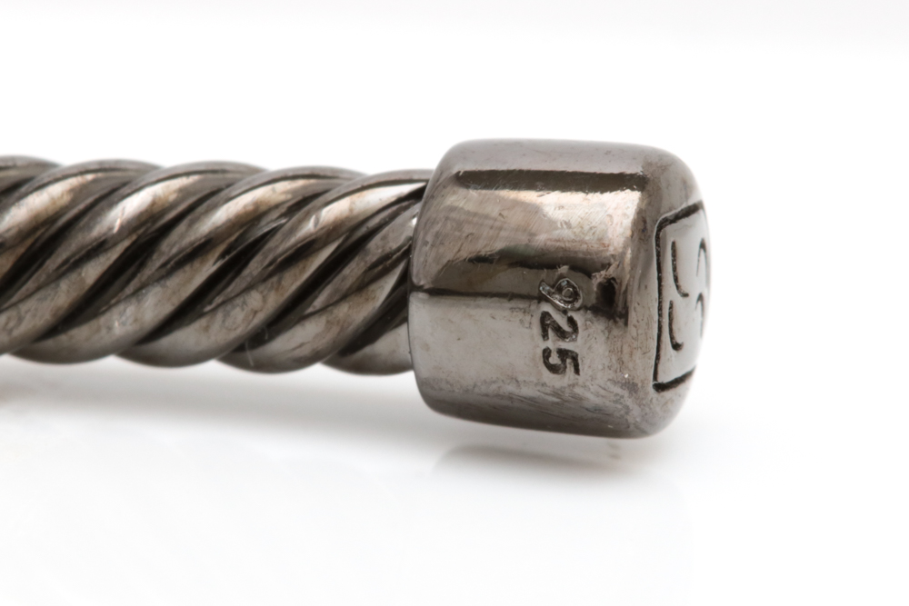 Black Rhodium Plated Sterling Silver and Black Crystal Bracelet