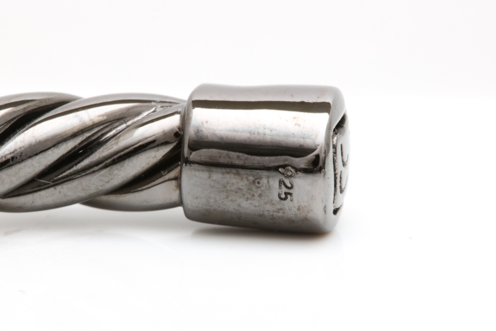 Black Rhodium Plated Sterling Silver and Black Crystal Cuff Bracelet