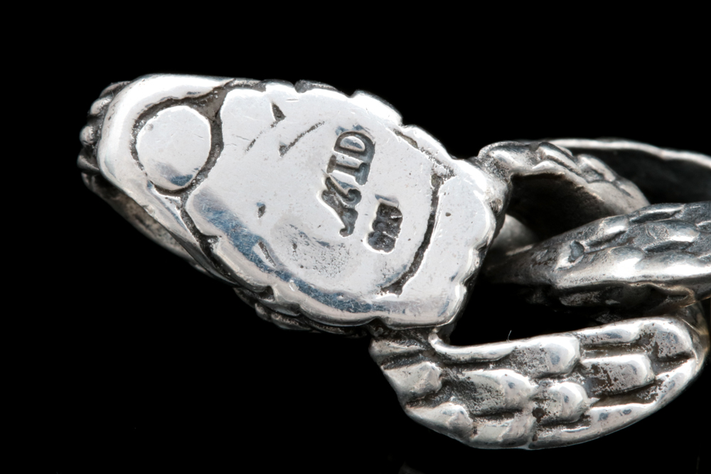 Robert Manse Sterling Silver and Black Diamond Dragon Bracelet