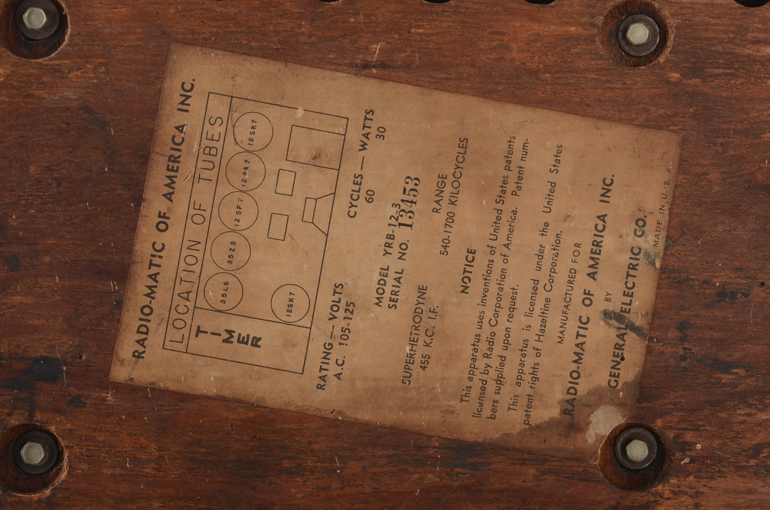 Vintage Radio-Matic GE Tube Radio