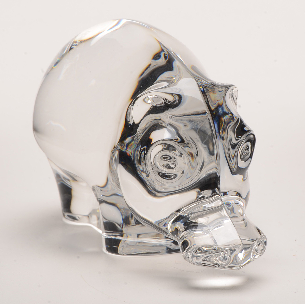 Crystal Hippopotamus Paperweights or Figurines, Including Baccarat