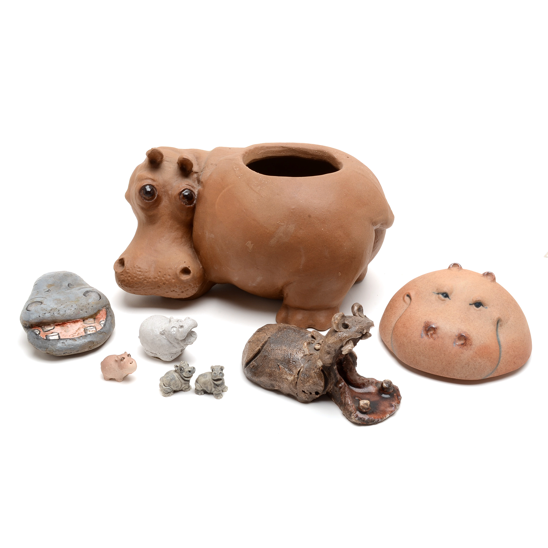 Assorted Hippopotamus Decor, Including Freeman McFarlin by Anthony Planter