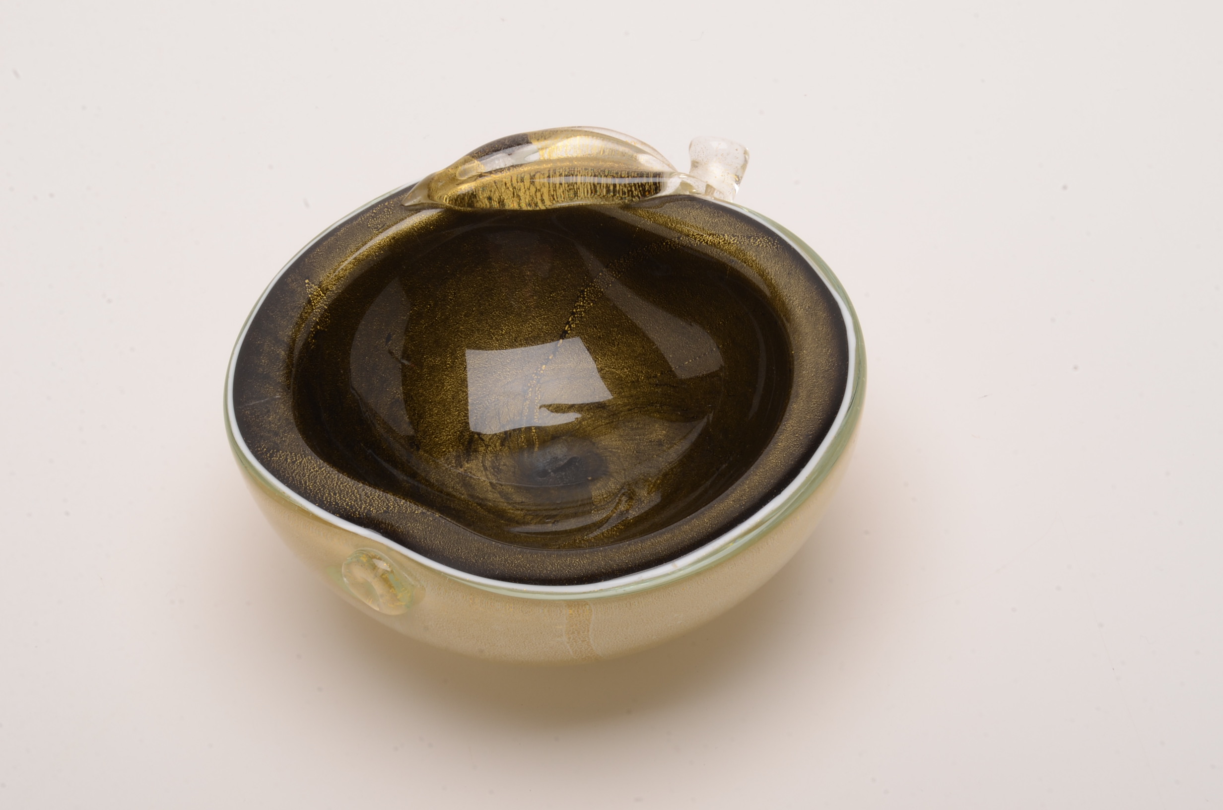 Art Glass Apple Shaped Trinket Dish