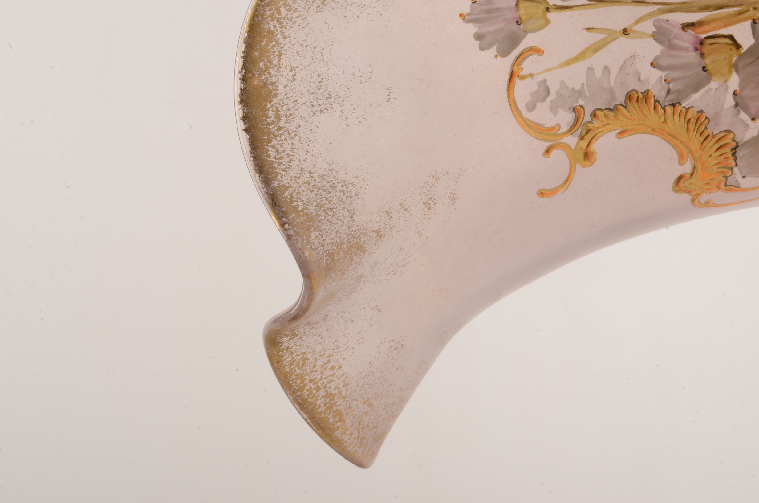 Hand Blown Ruffled Light Lilac Glass Vase